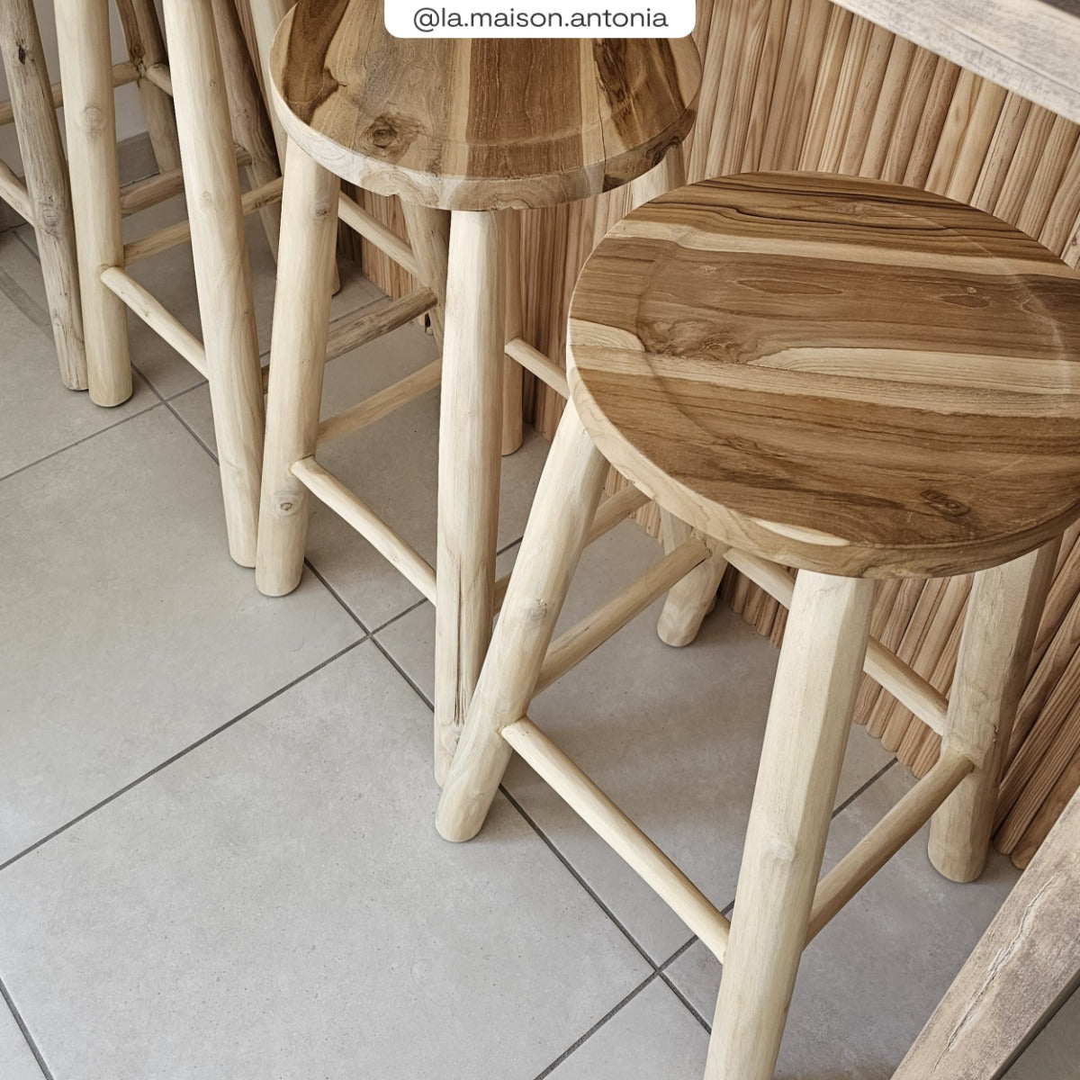 acheter tabouret de bar confortable en branche de teck