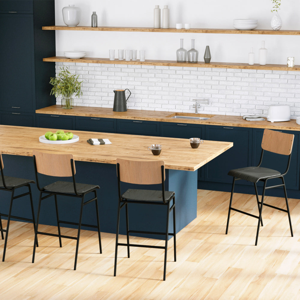 acheter tabouret de bar en bois avec repose pieds