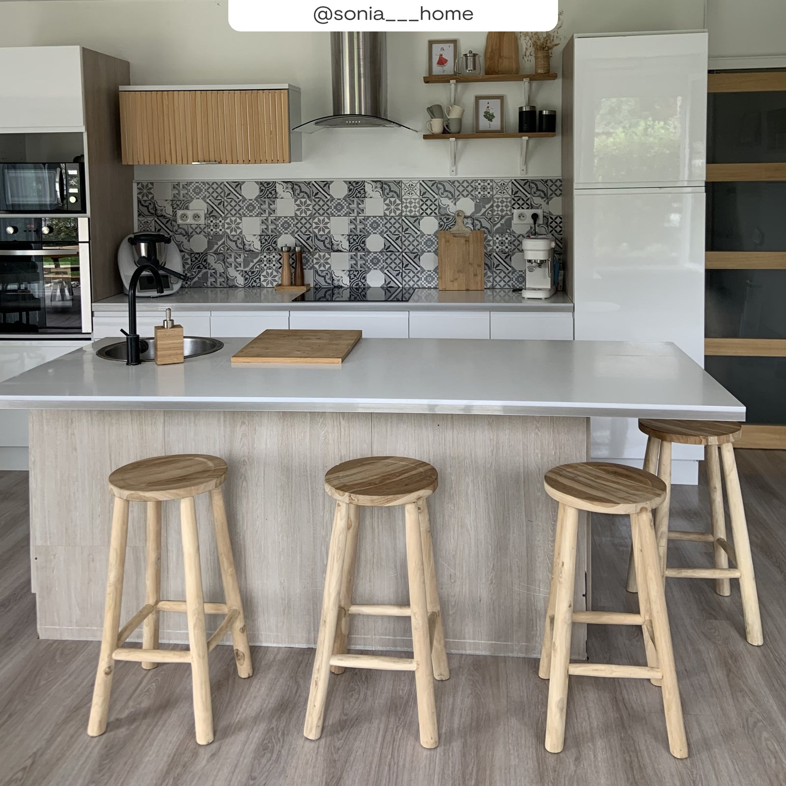 acheter tabouret de bar en bois de teck ika 67 cm