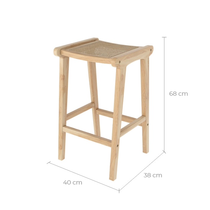 acheter tabouret de bar en teck et rotin naturel 65 cm omaha
