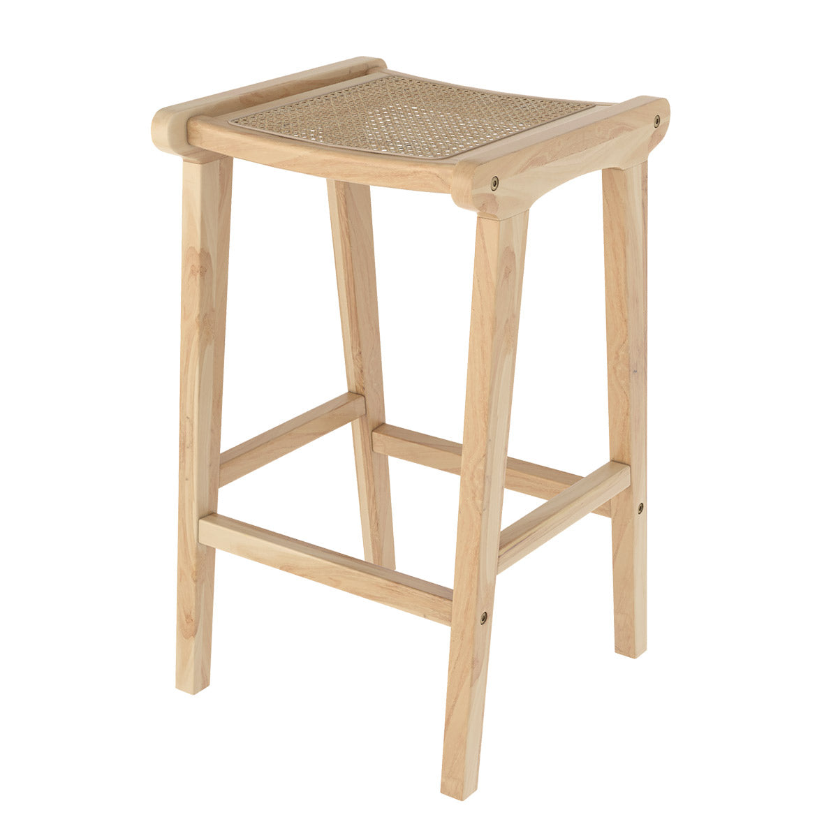 acheter tabouret de bar omaha en teck et rotin naturel 65 cm