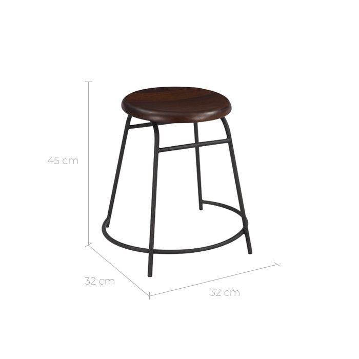 acheter tabouret lot de 2 bois fonce