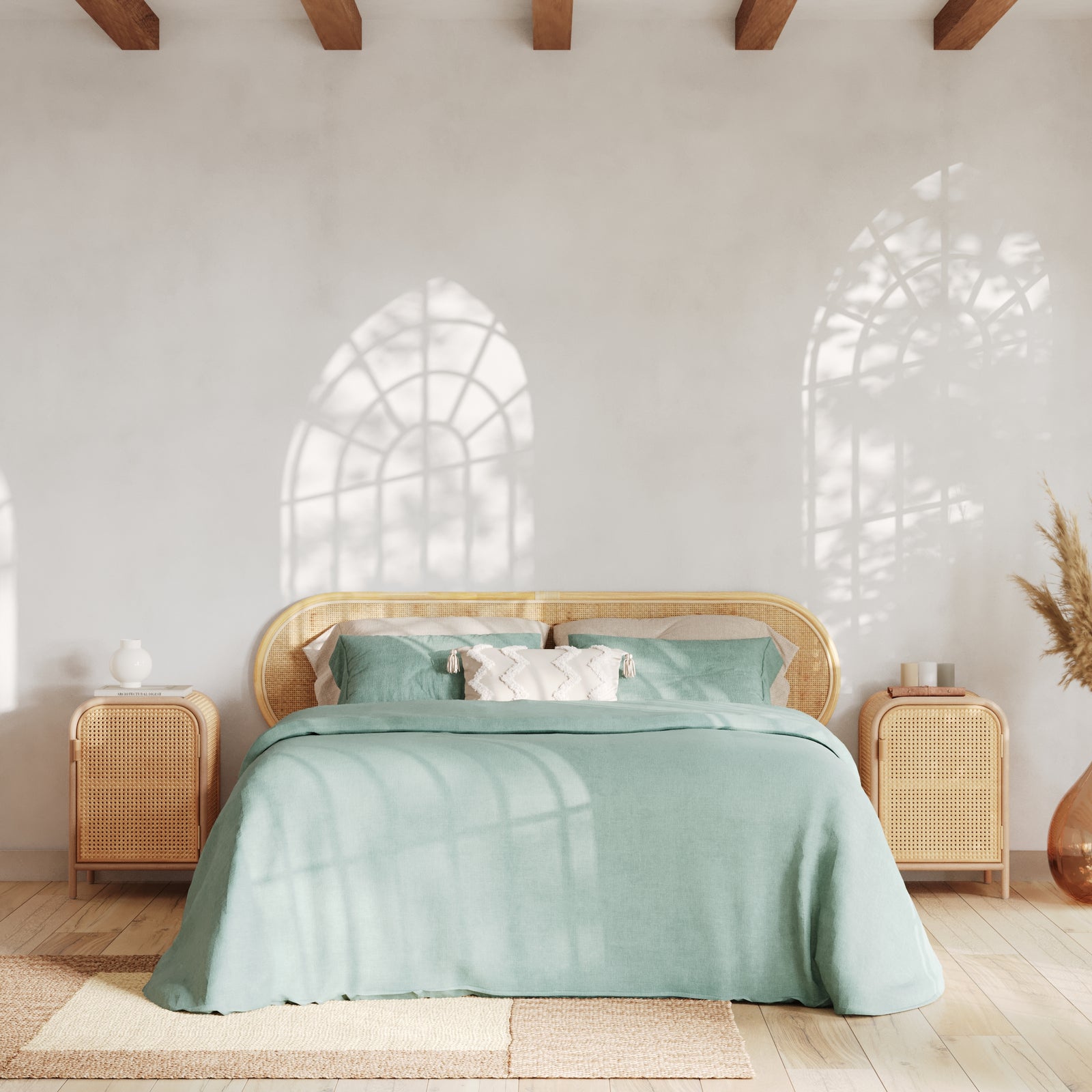 acheter tete de lit 190 cm en rotin naturel_1