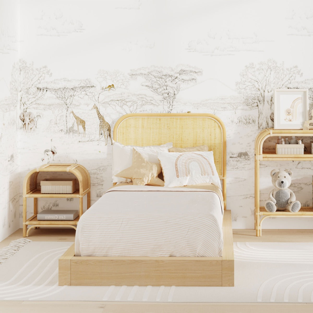 acheter tete de lit 90 cm en rotin naturel