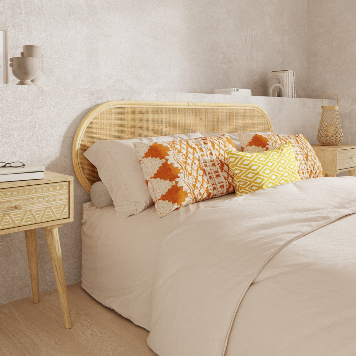 acheter tete de lit en cannge naturel 170 cm