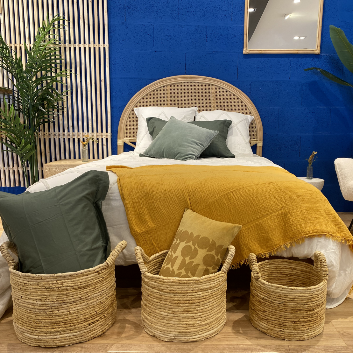 acheter tete de lit en rotin 140 cm