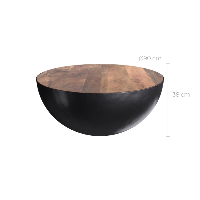 acheter une table ronde tajy noir et bois