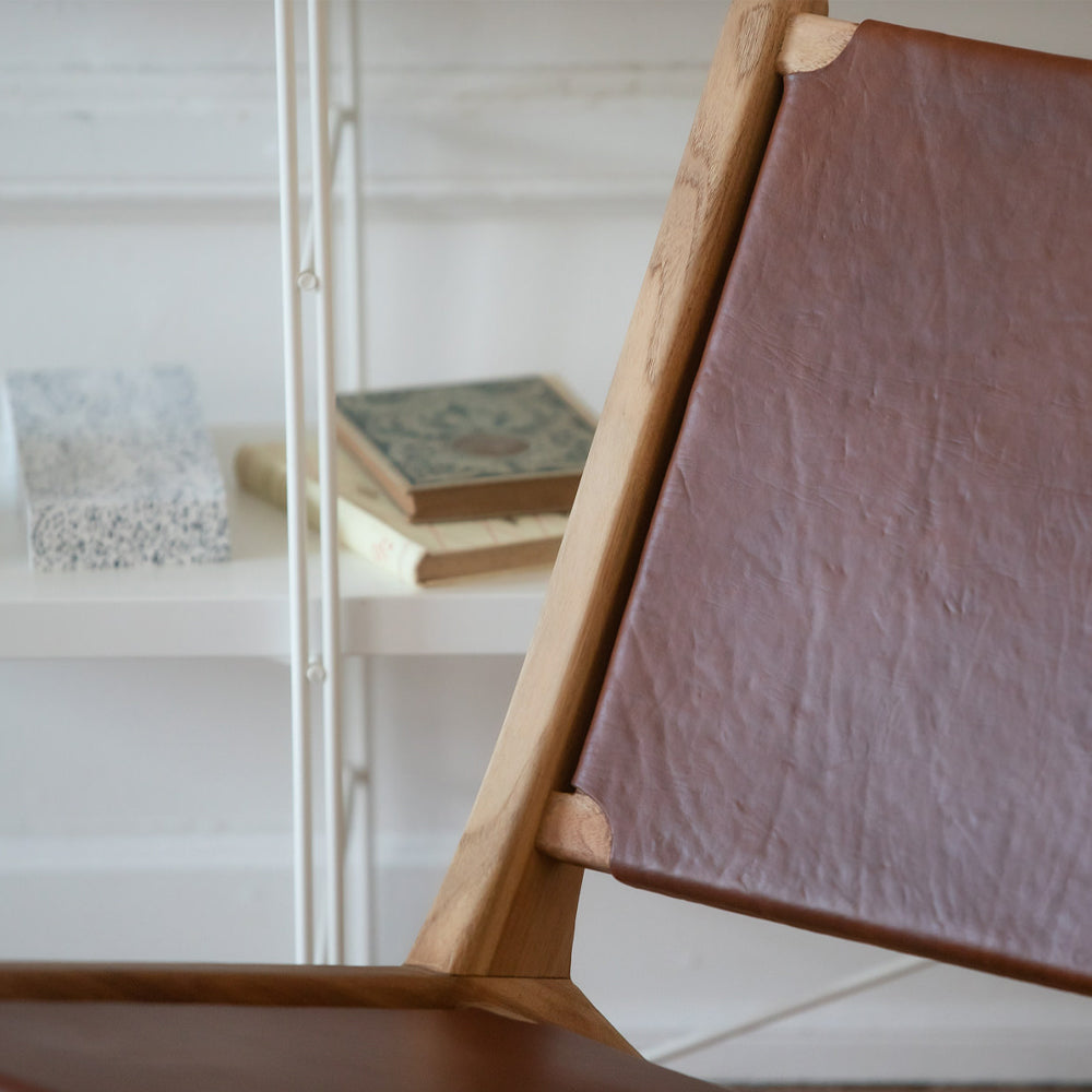 acheter_ fauteuil en teck confortable cuir lisse