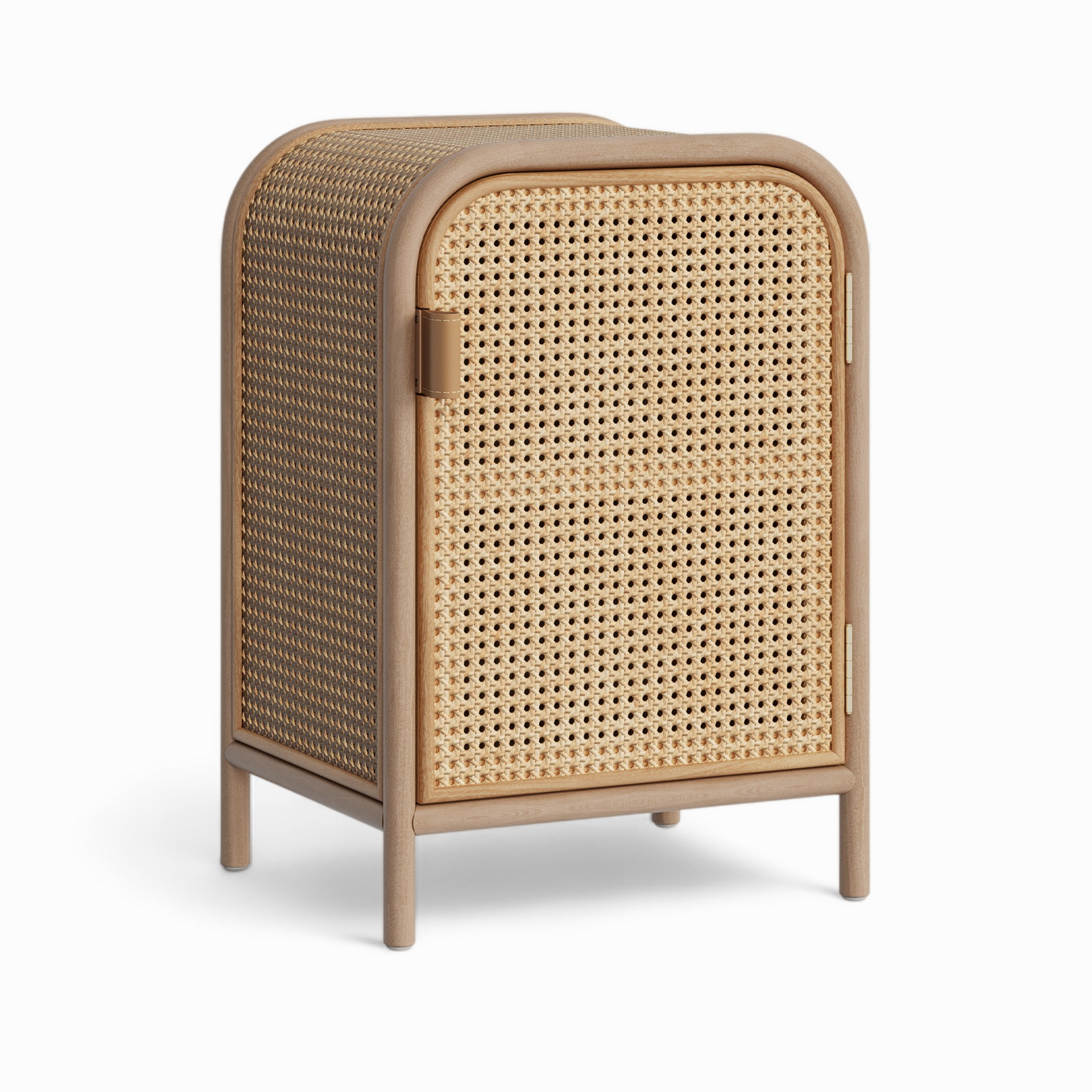 alata table de chevet en massif de pin et cannage 1 porte