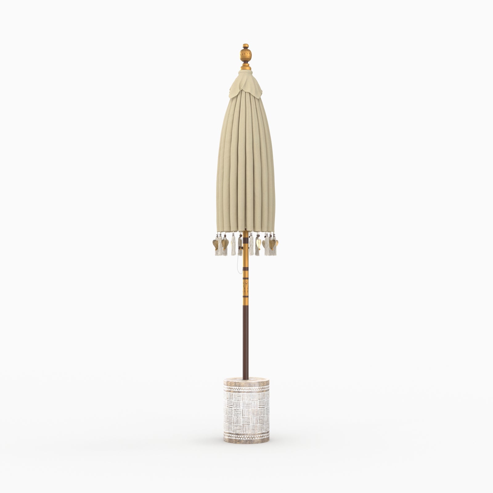 ali ensemble en tissu creme et pied de parasol en bois