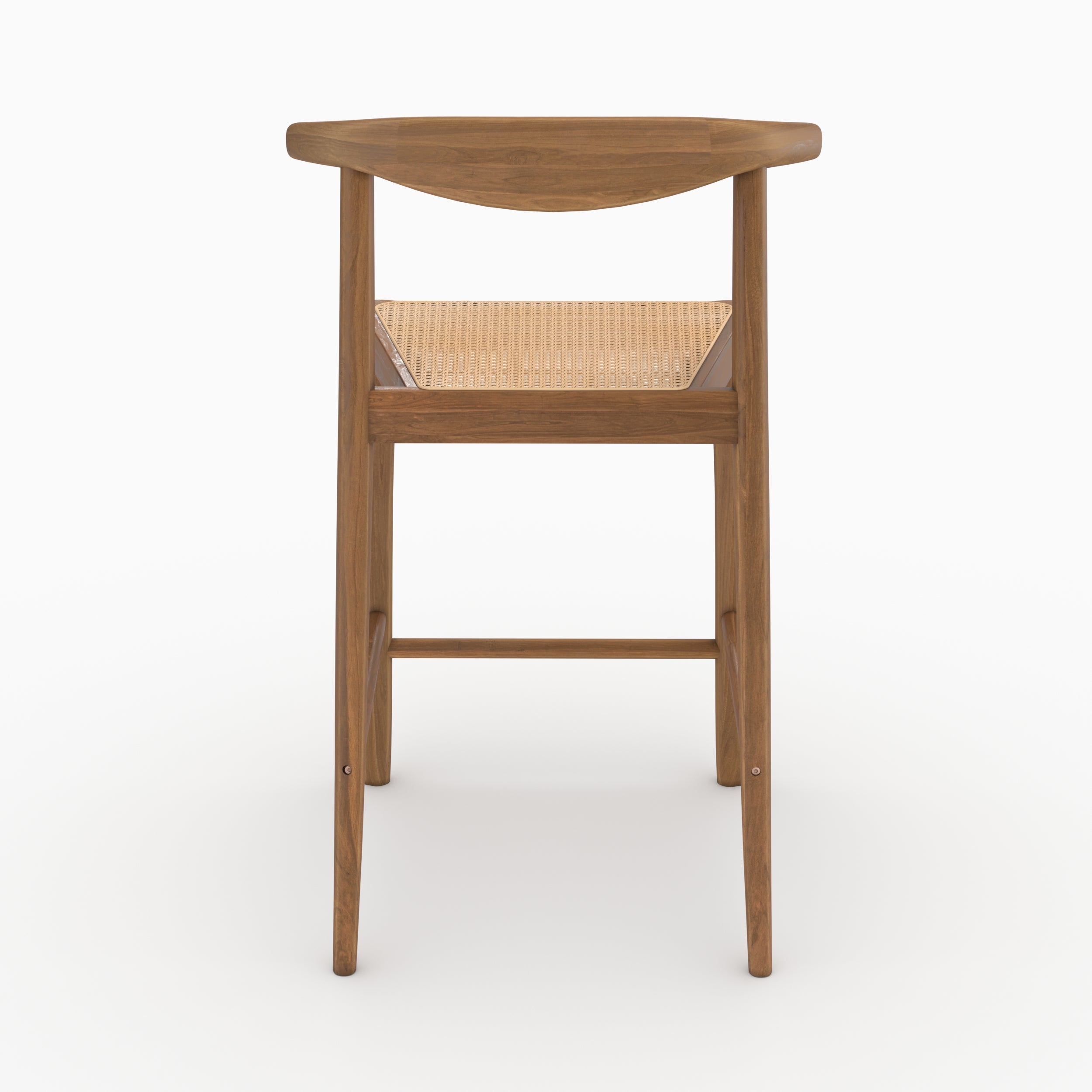 Lot de 2 chaises pour îlot central 64 cm Alia en bois de teck vernis et cannage