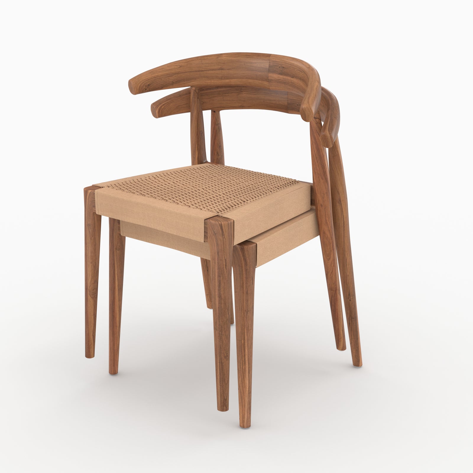 alia lot de 2 chaises bois de teck cordage type loom