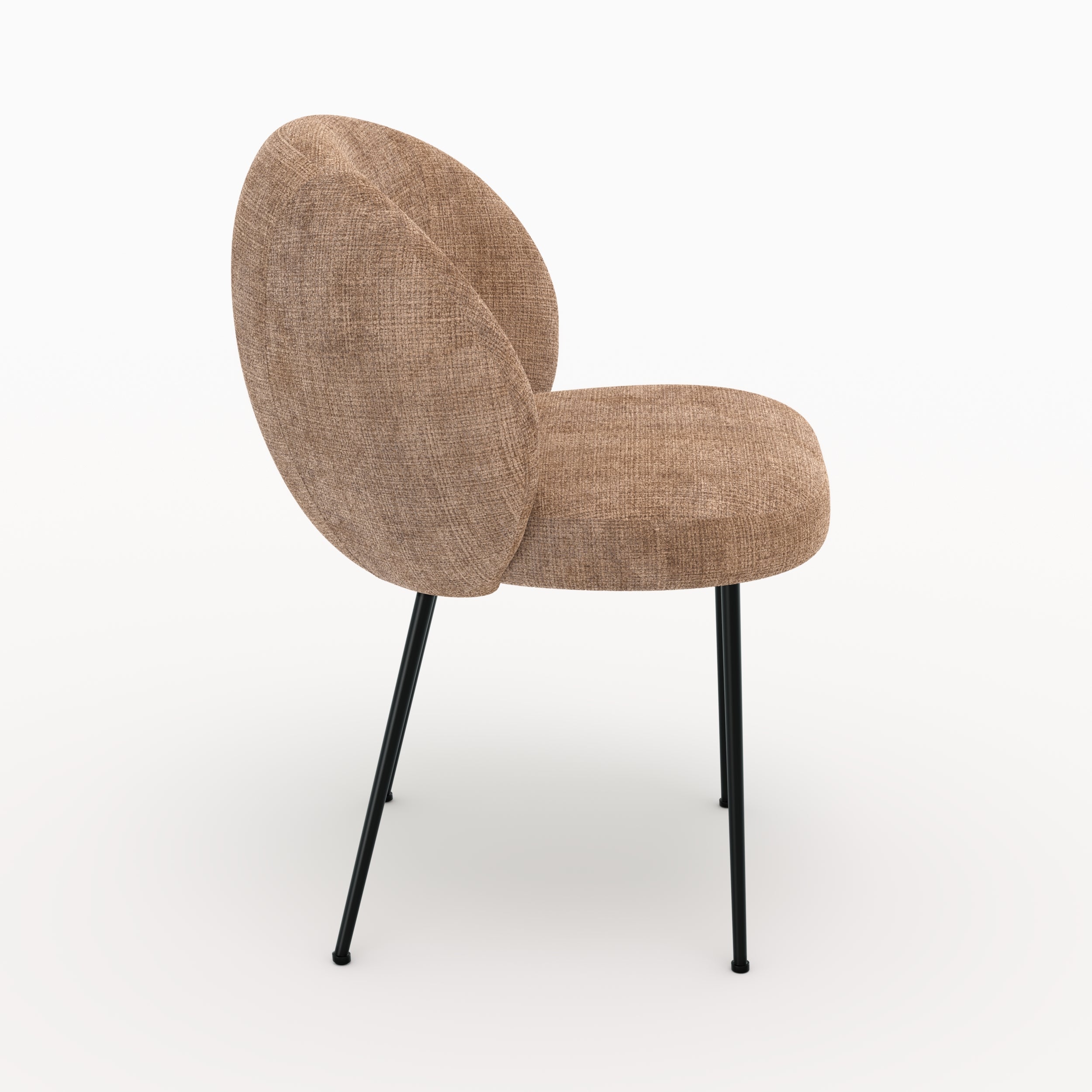 Chaise Bloomy en velours chenillé café crème et métal noir