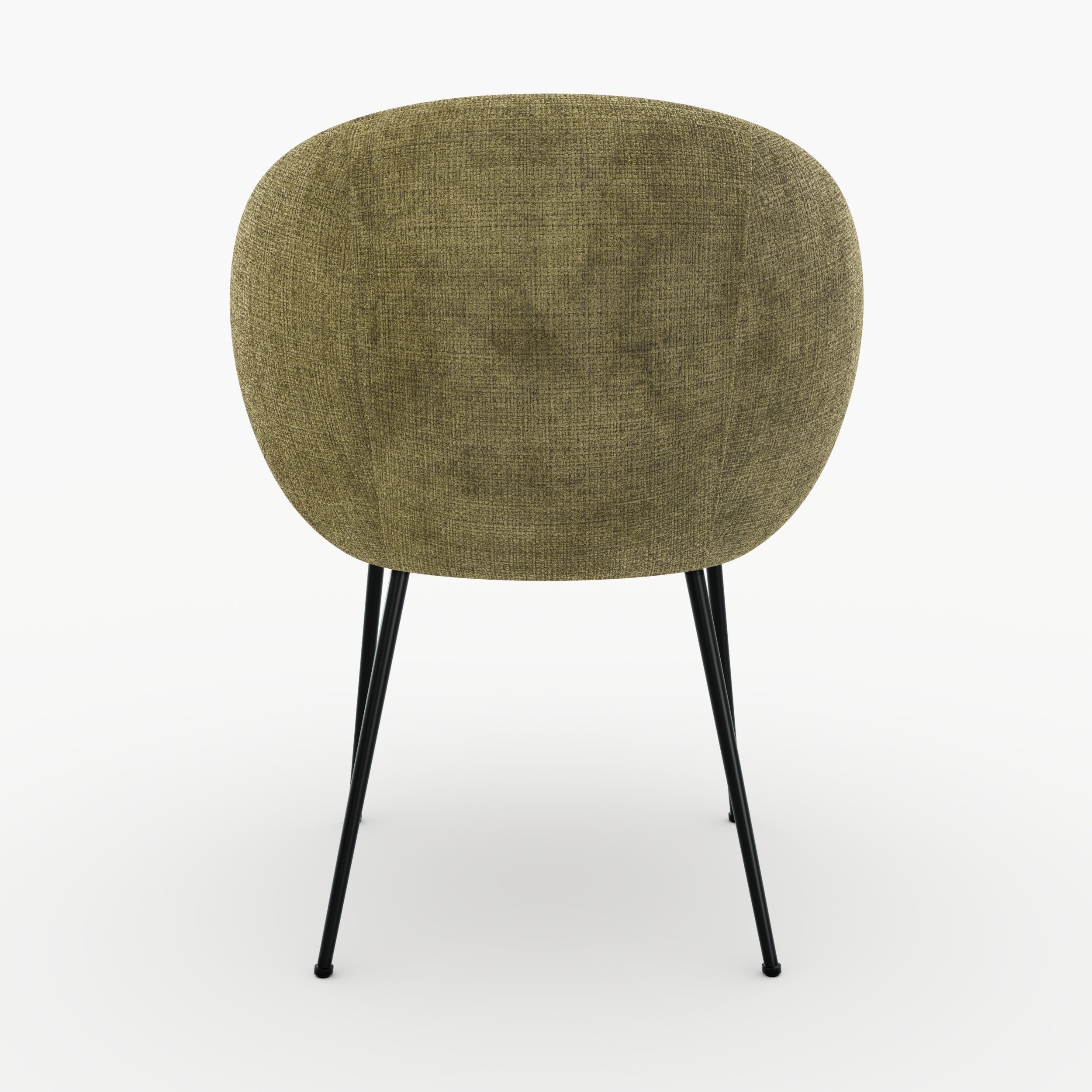 Chaise Bloomy en velours chenillé vert olive foncé et métal noir