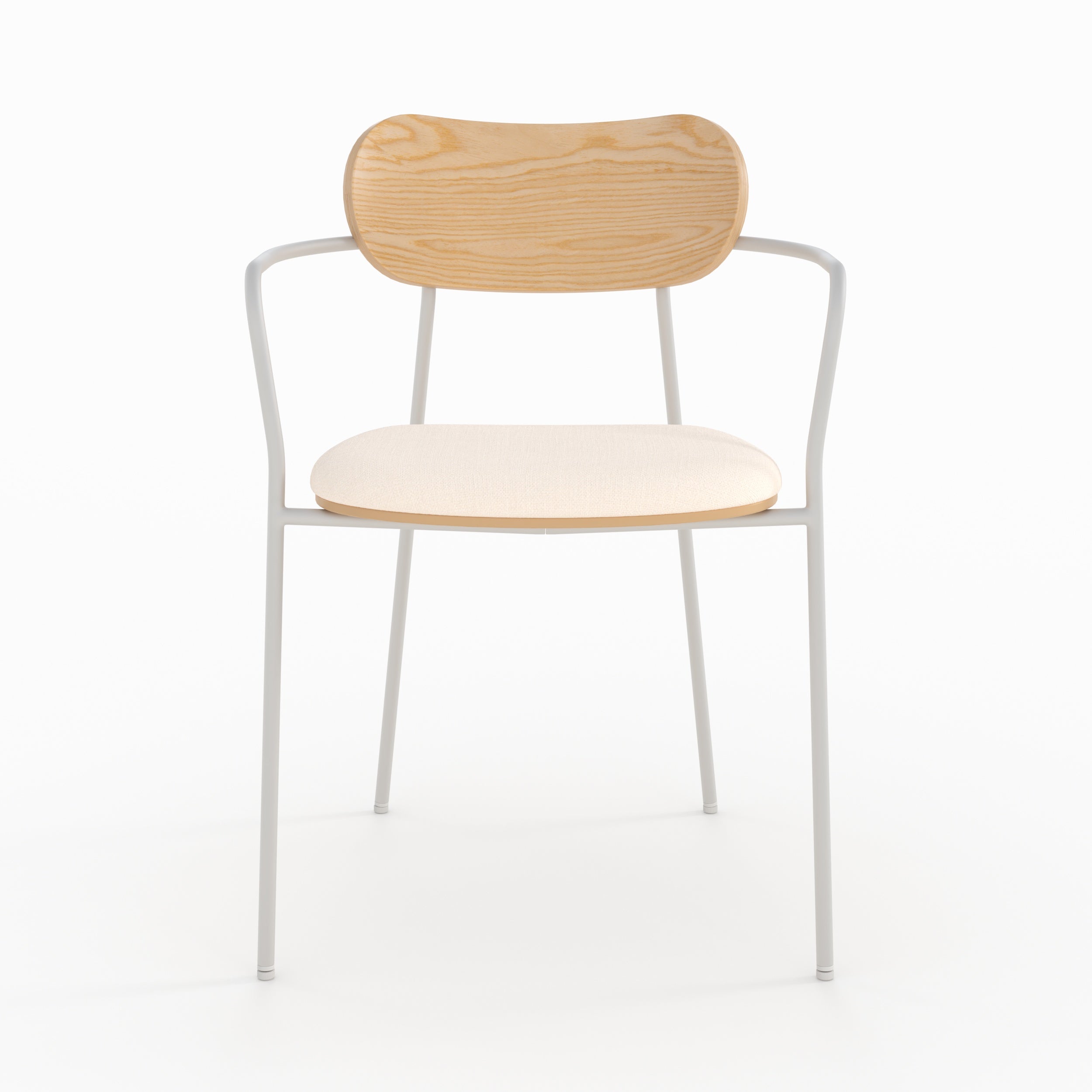 Lot de 2 chaises Marine en tissu beige et placage en bois clair