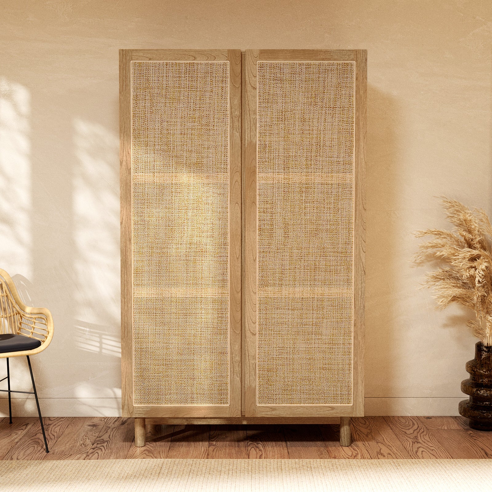 amoire bois et rotin delya mindi rdv deco