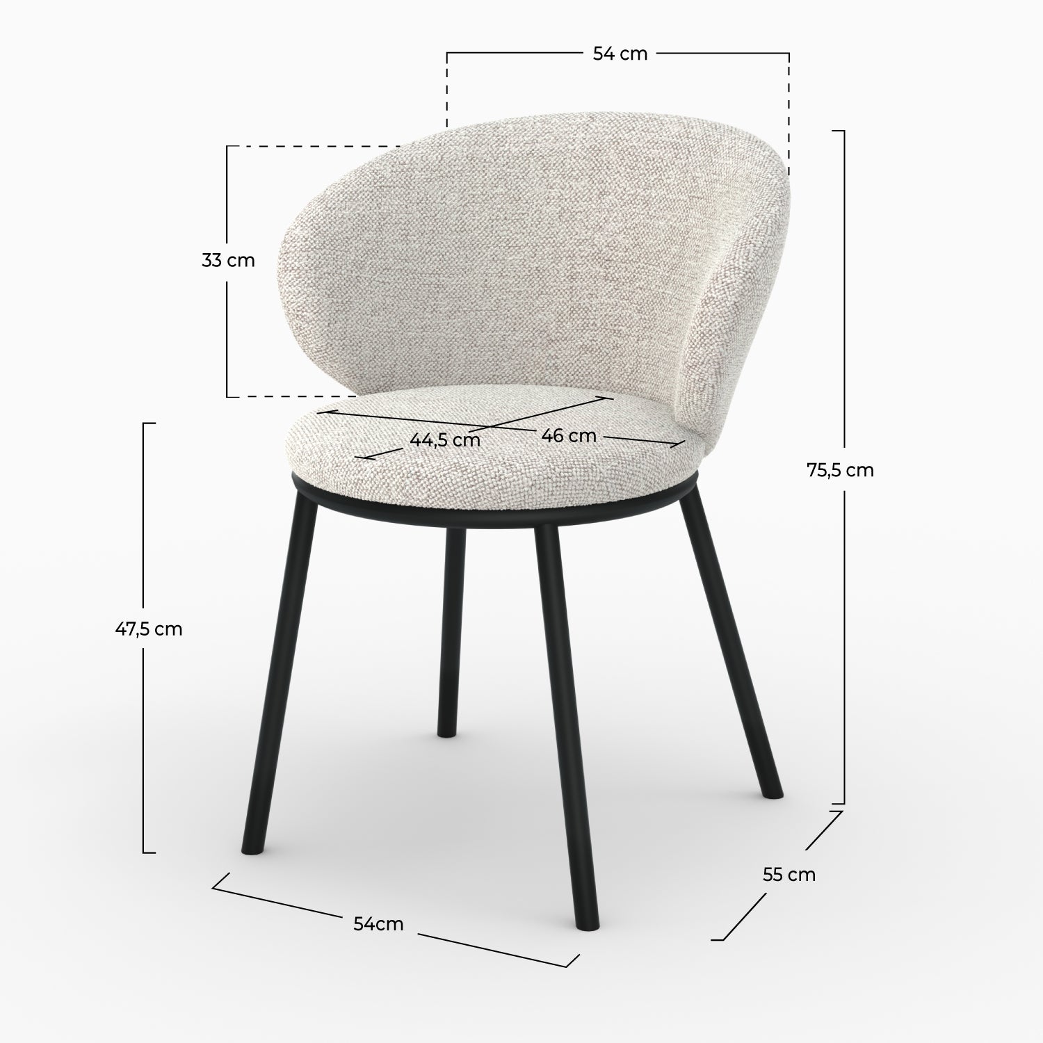 angele chaise tissu beige pieds noirs