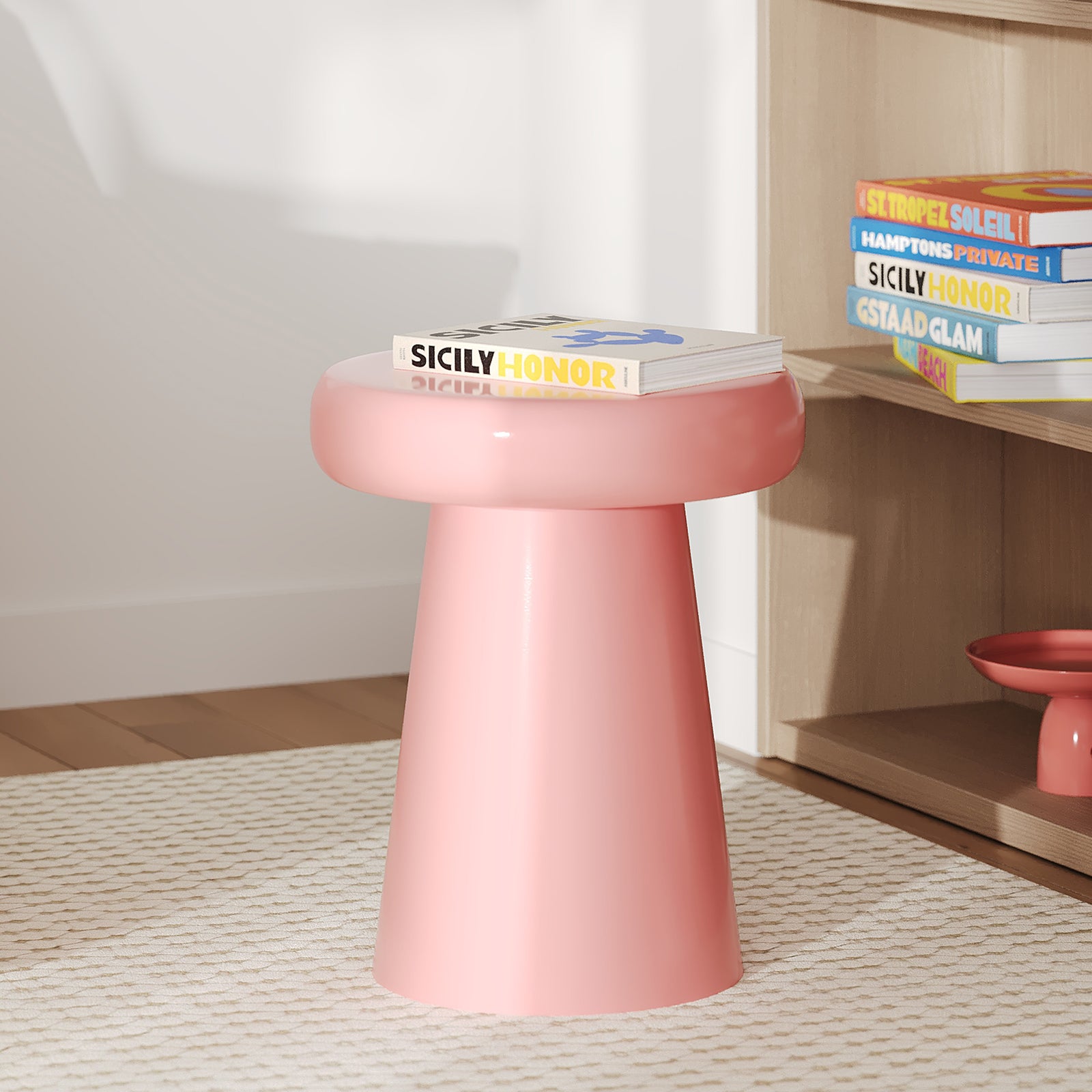 anouk table appoint rose bonbon ronde