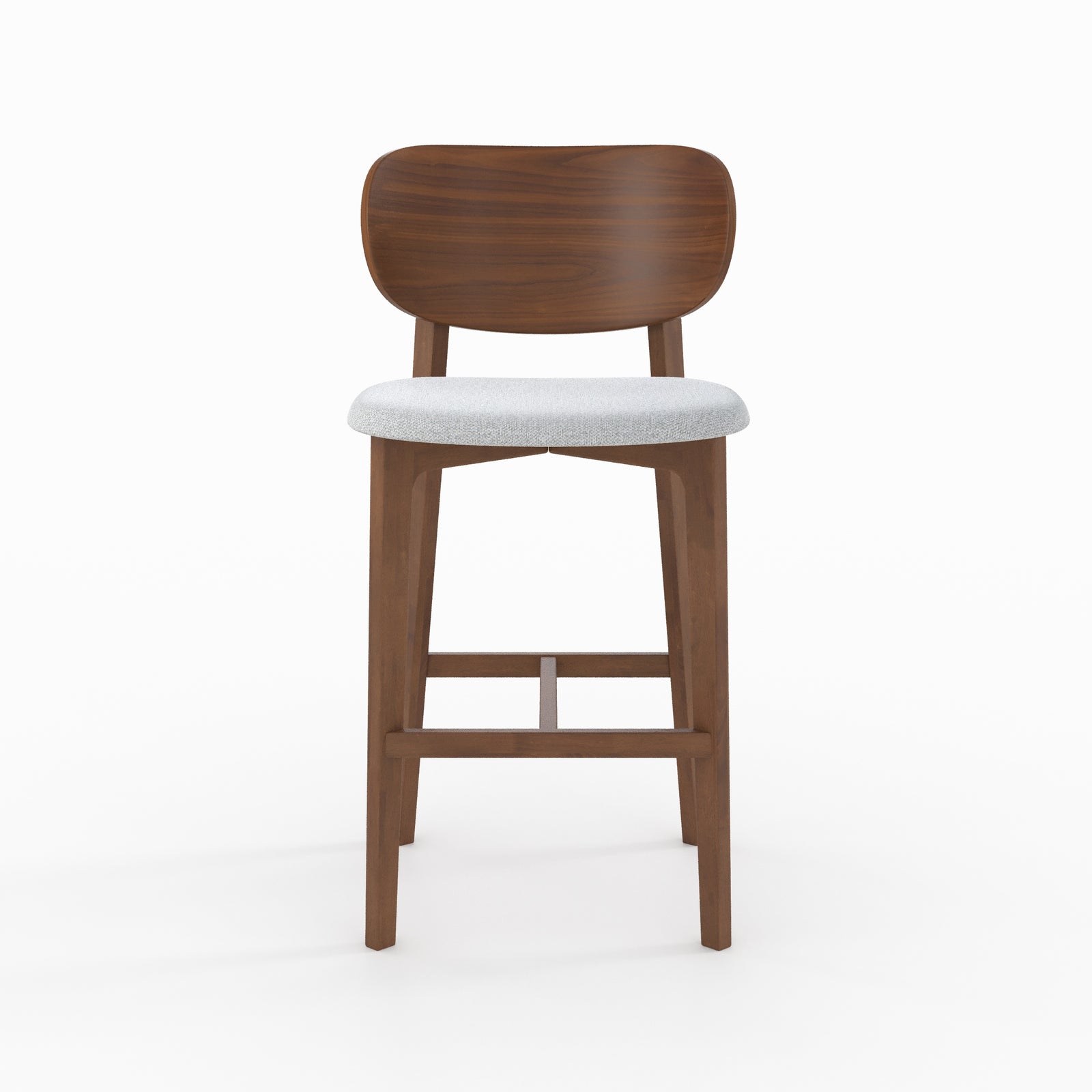 aria chaise pour ilot central 66 cm en bois fonce et tissu gris clair lot de 2