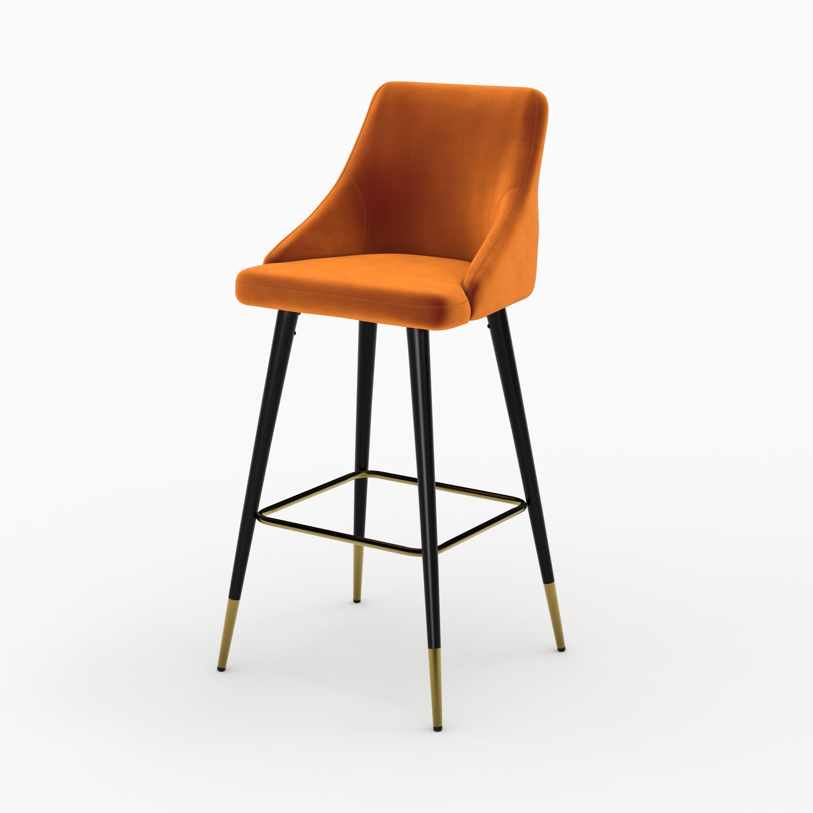 aristote pack 4 chaise de bar en velours orange et jaune 77_5 cm