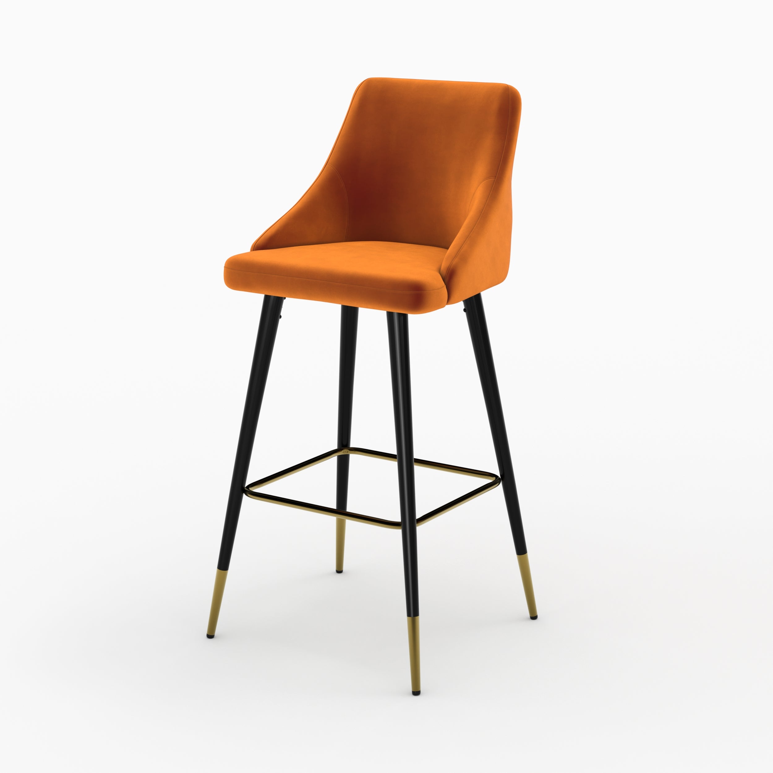 aristote pack 4 chaise de bar en velours orange et jaune 77_5 cm