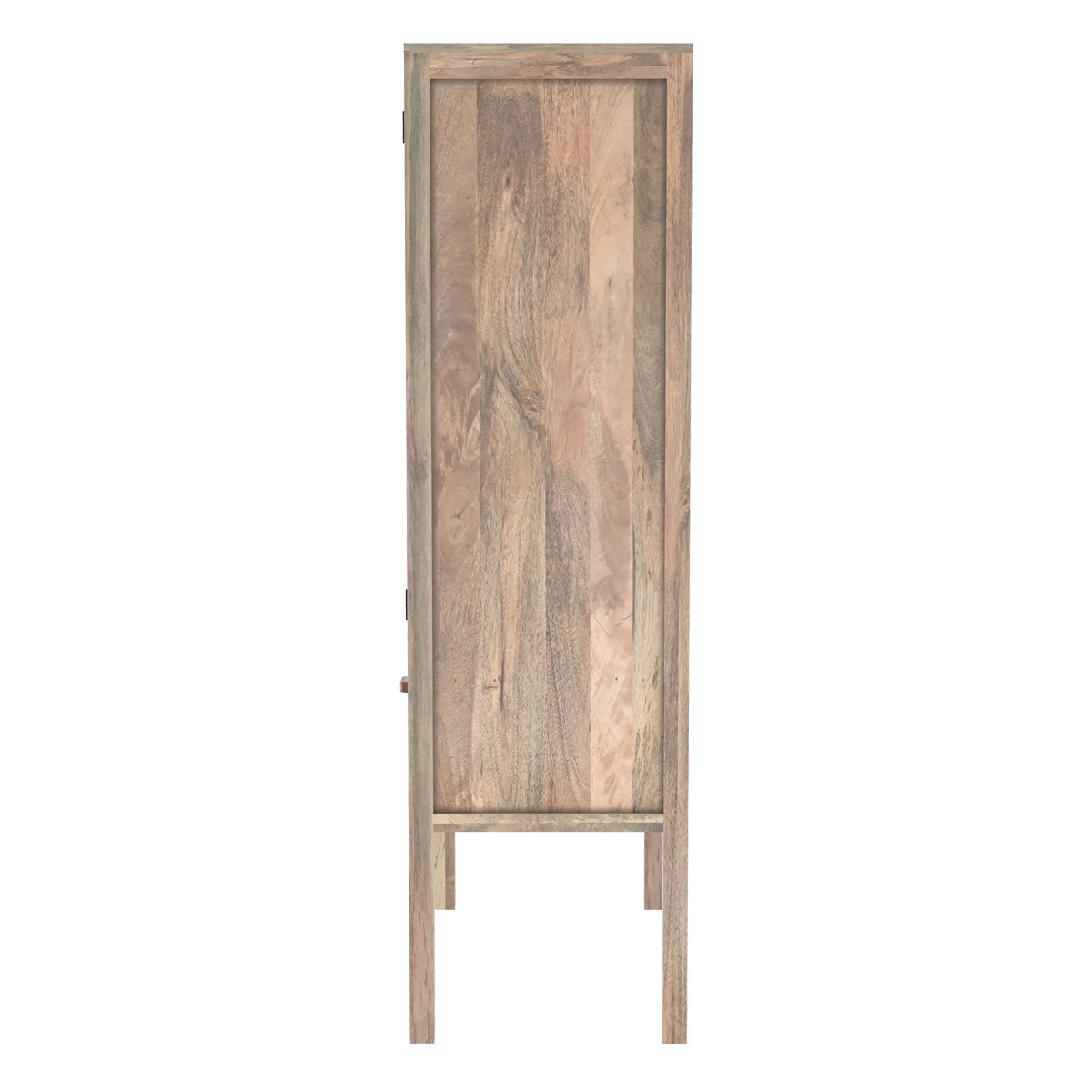 armoire 2 portes 2 tiroirs bois et cannage en tissu