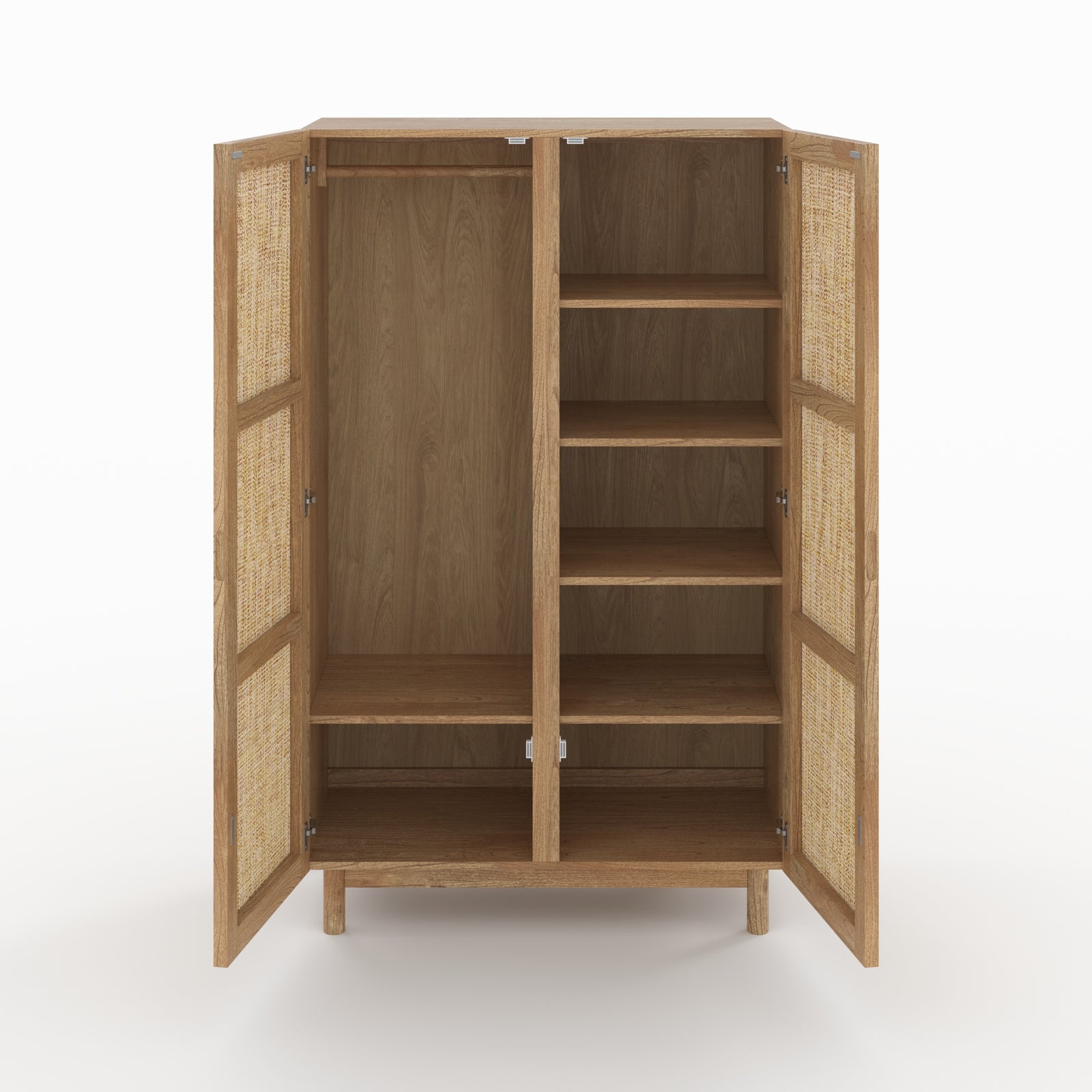 armoire en bois massif de mindi et rotin delya