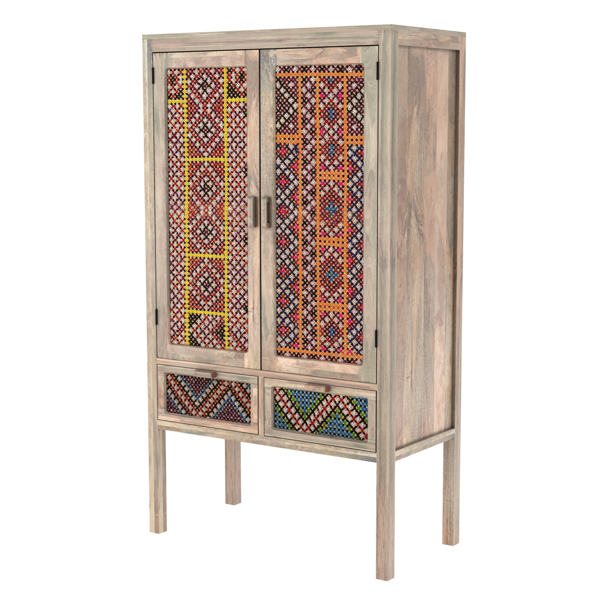 armoire massai en cannage colore