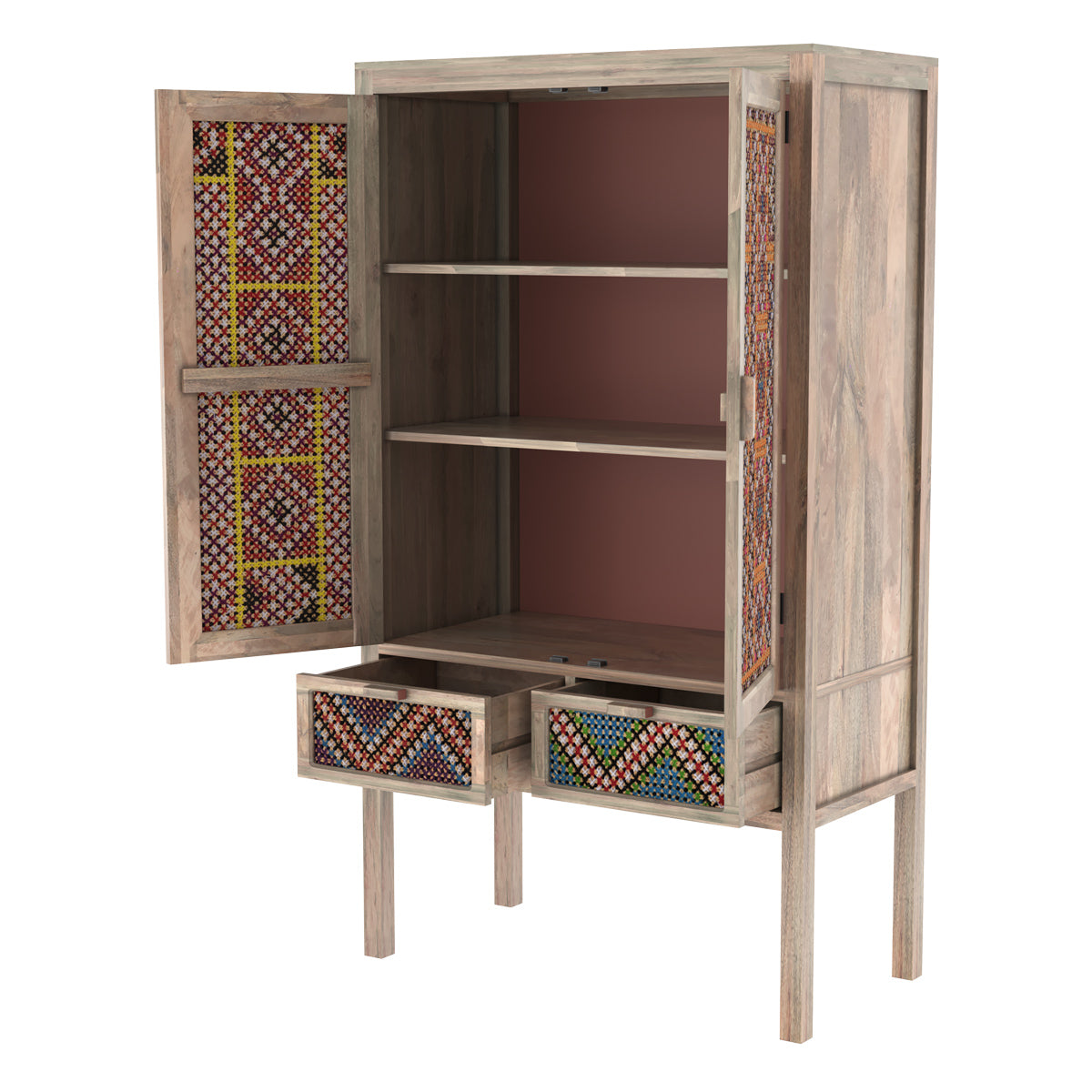 armoire multi rangement avec etagere porte colorees