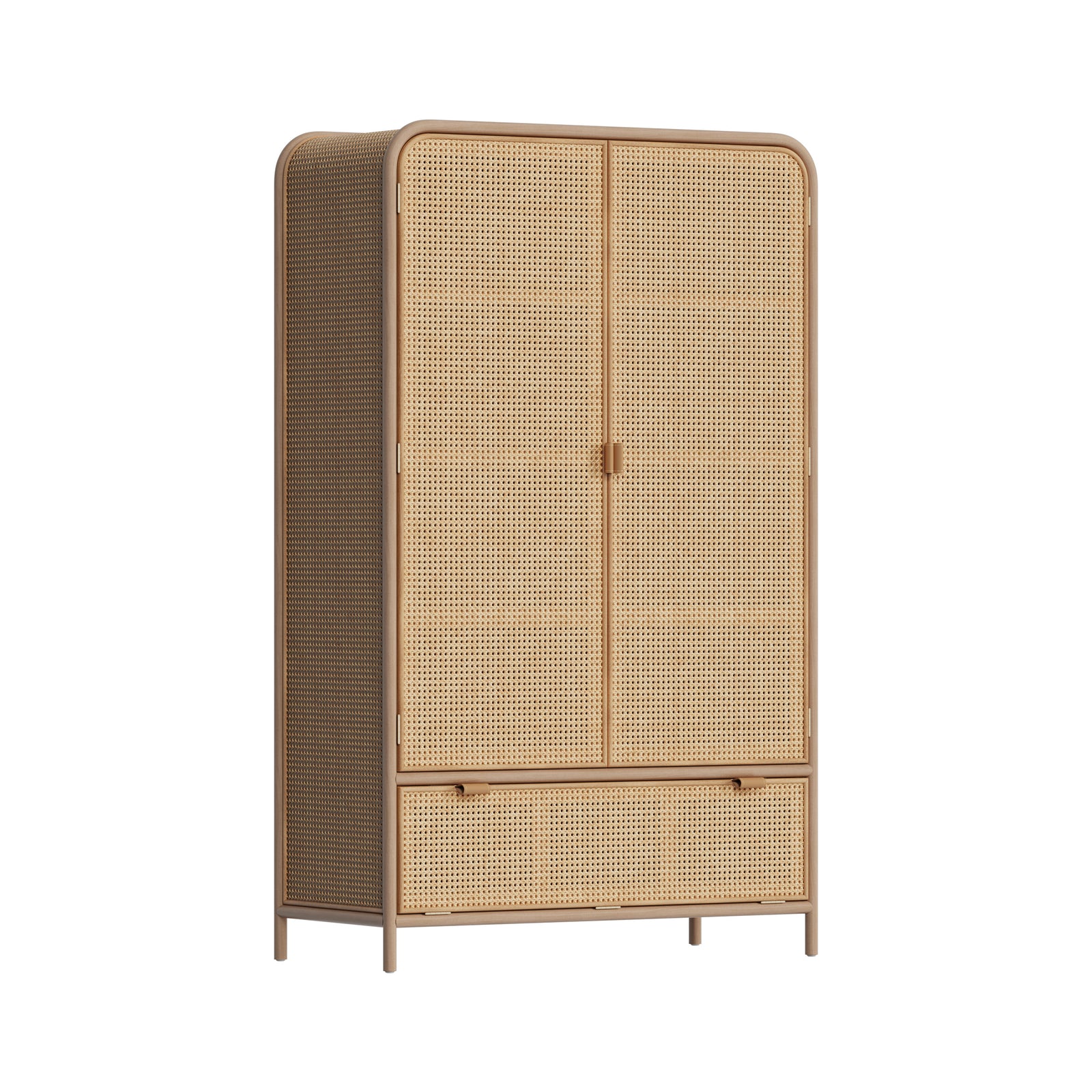 armoire multi rangement en cannage et bois alata