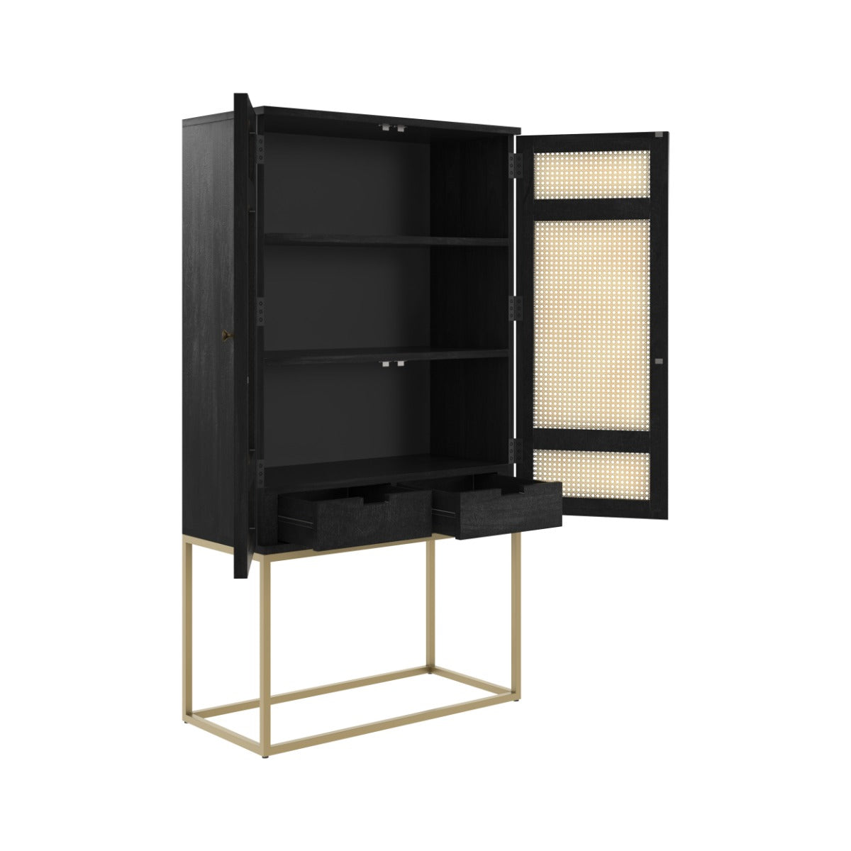 armoire noire en cannage shellona