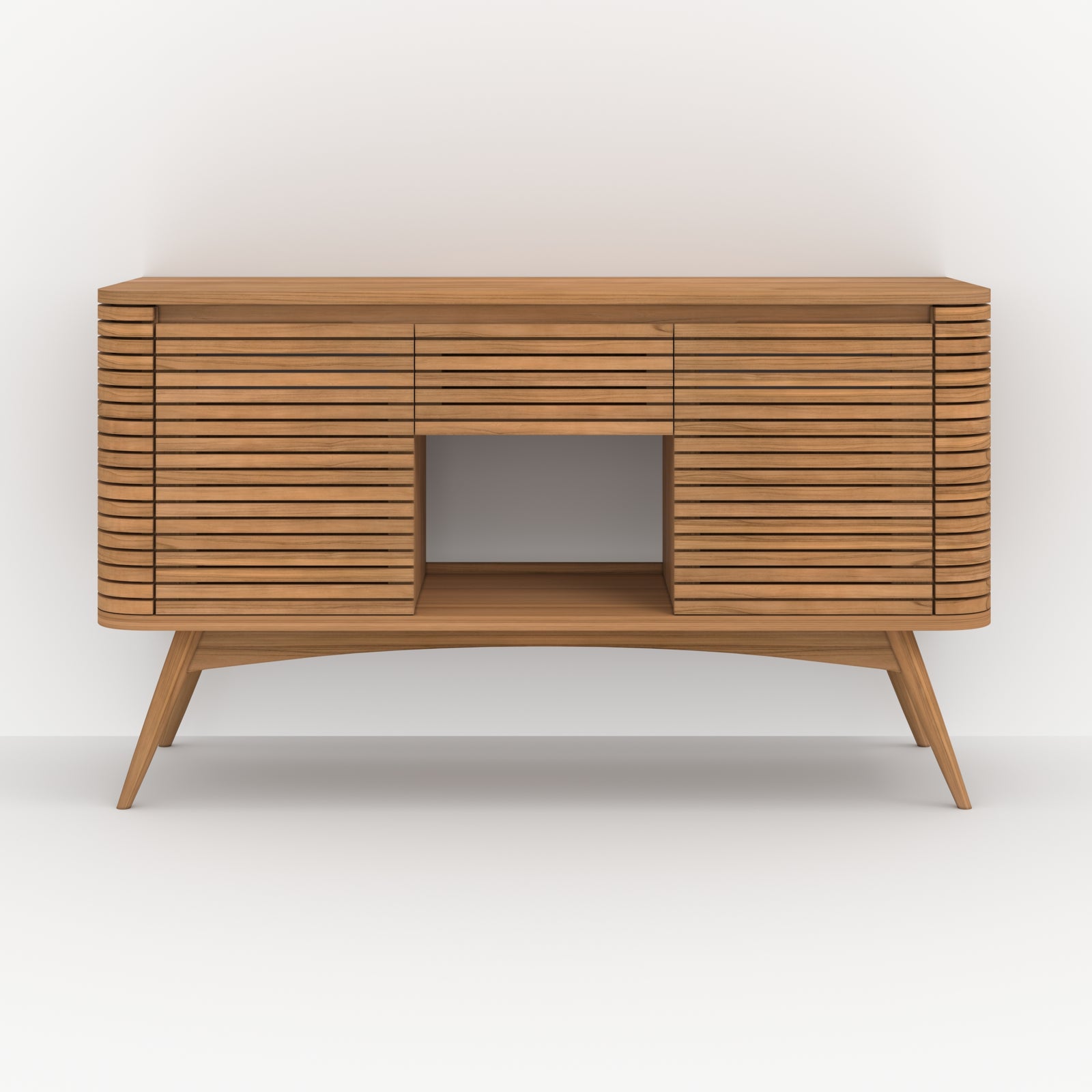 auguste meuble de salle de bain en bois de teck avec niche 140 cm