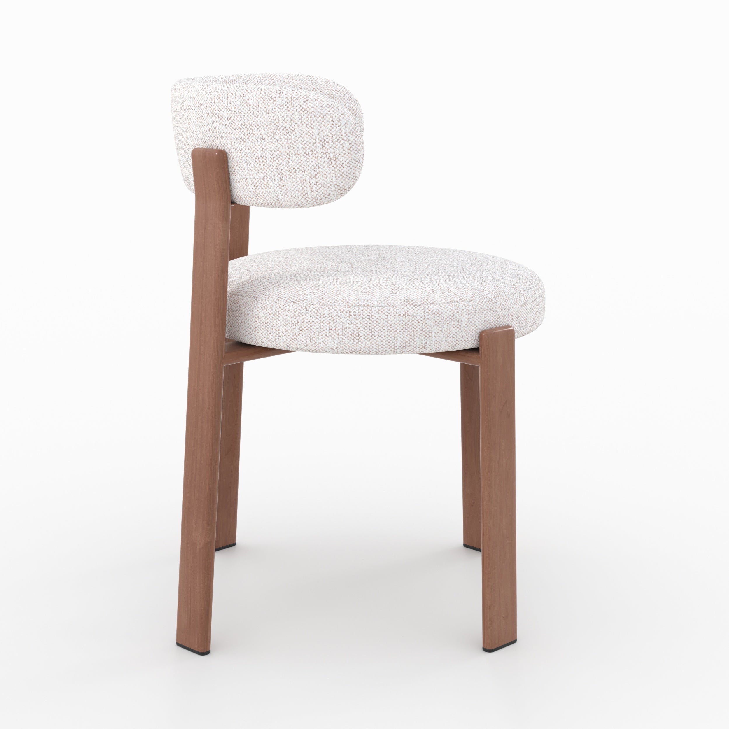Lot de 2 chaises Aura en tissu texturé blanc cassé, pieds en métal effet bois