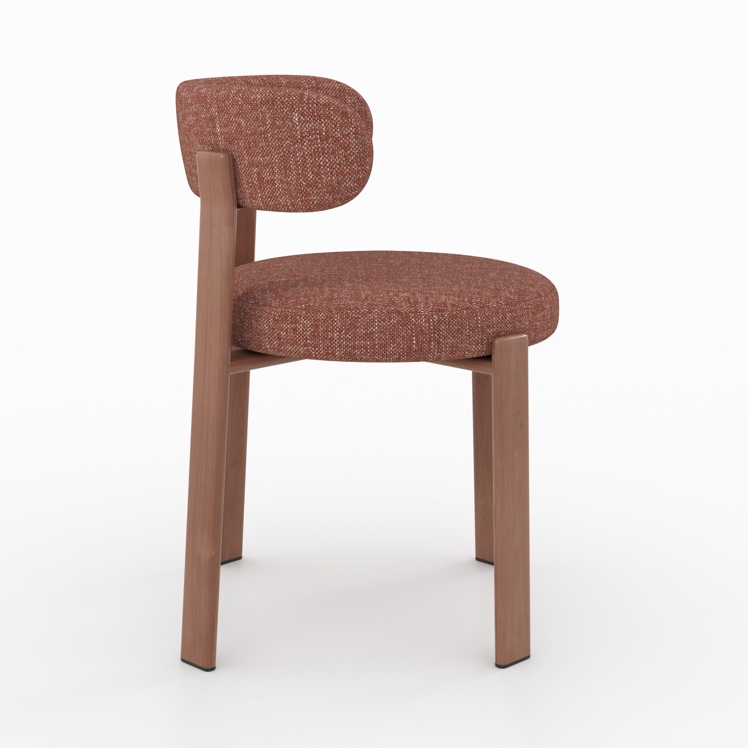 Lot de 2 chaises Aura en tissu texturé brun canelle, pieds en métal effet bois