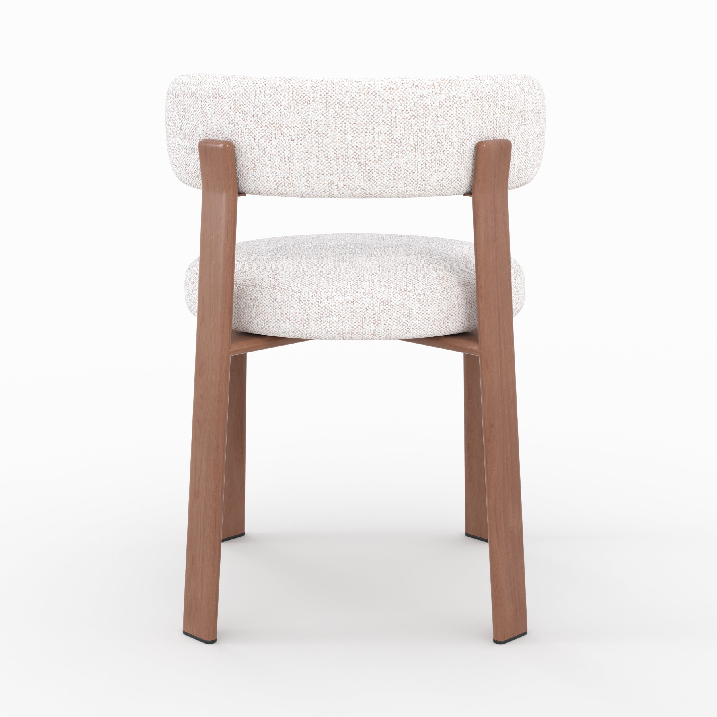 Lot de 2 chaises Aura en tissu texturé blanc cassé, pieds en métal effet bois