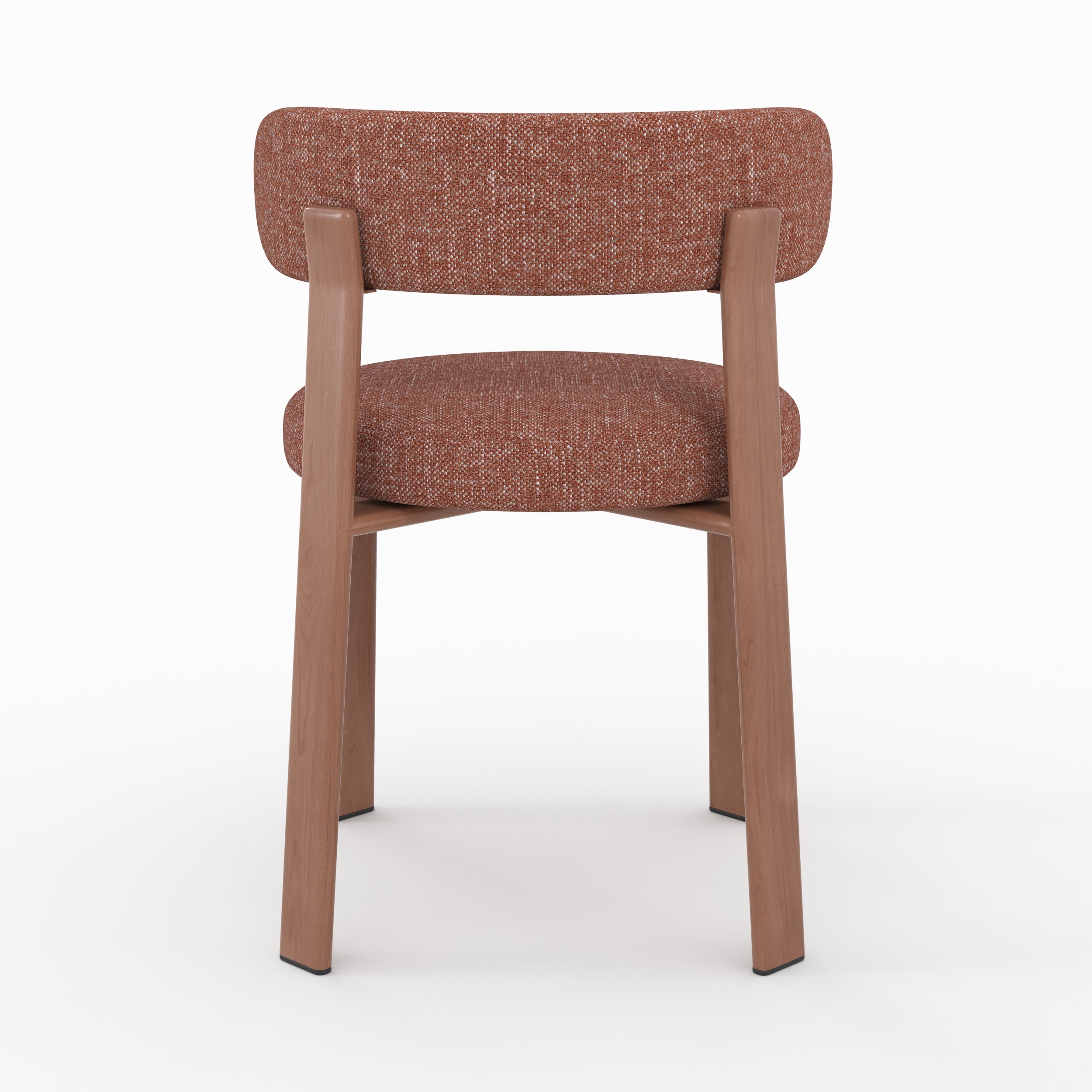 Lot de 2 chaises Aura en tissu texturé brun canelle, pieds en métal effet bois
