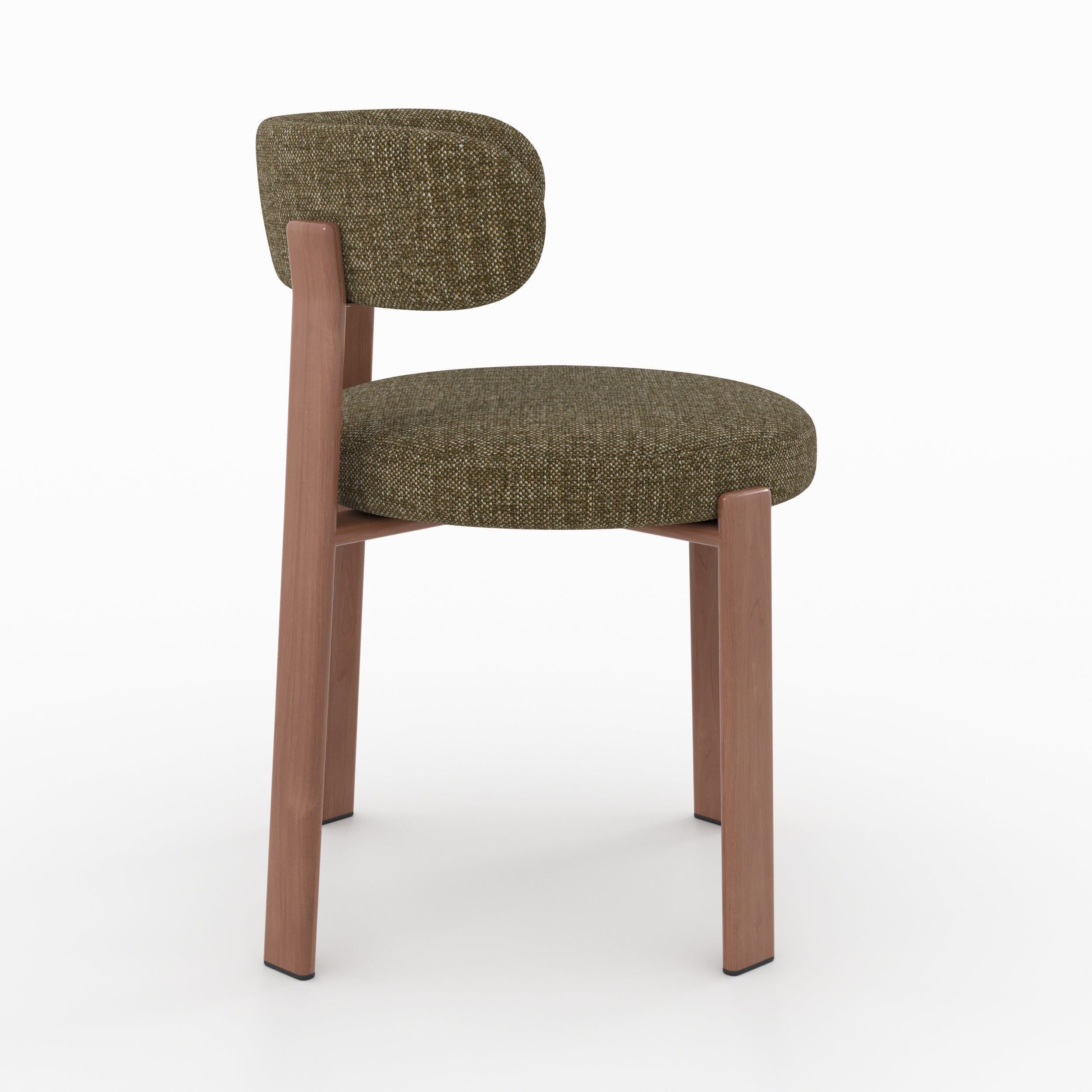 Lot de 2 chaises Aura en tissu texturé vert kaki, pieds en métal effet bois