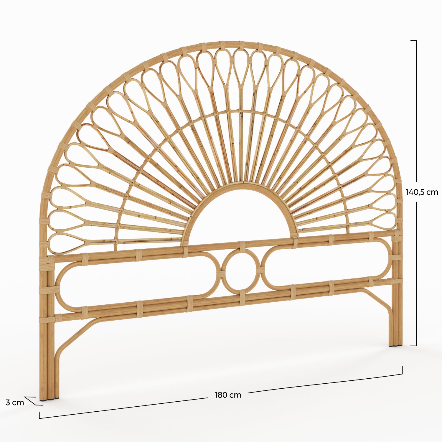 bahia tete de lit 180 cm en rotin bois