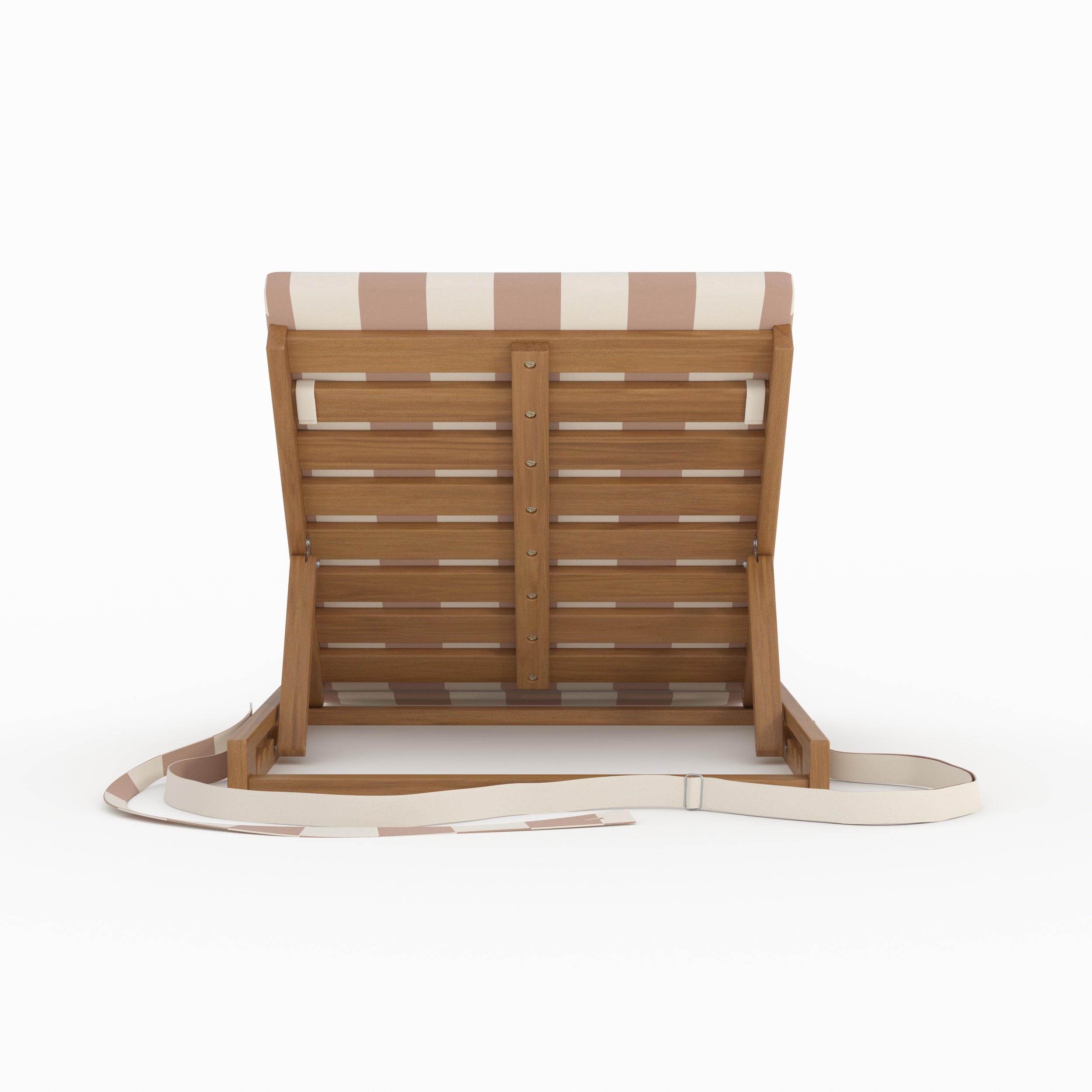 Chaise longue de plage Balabac pliable en tissu rayé écru et taupe