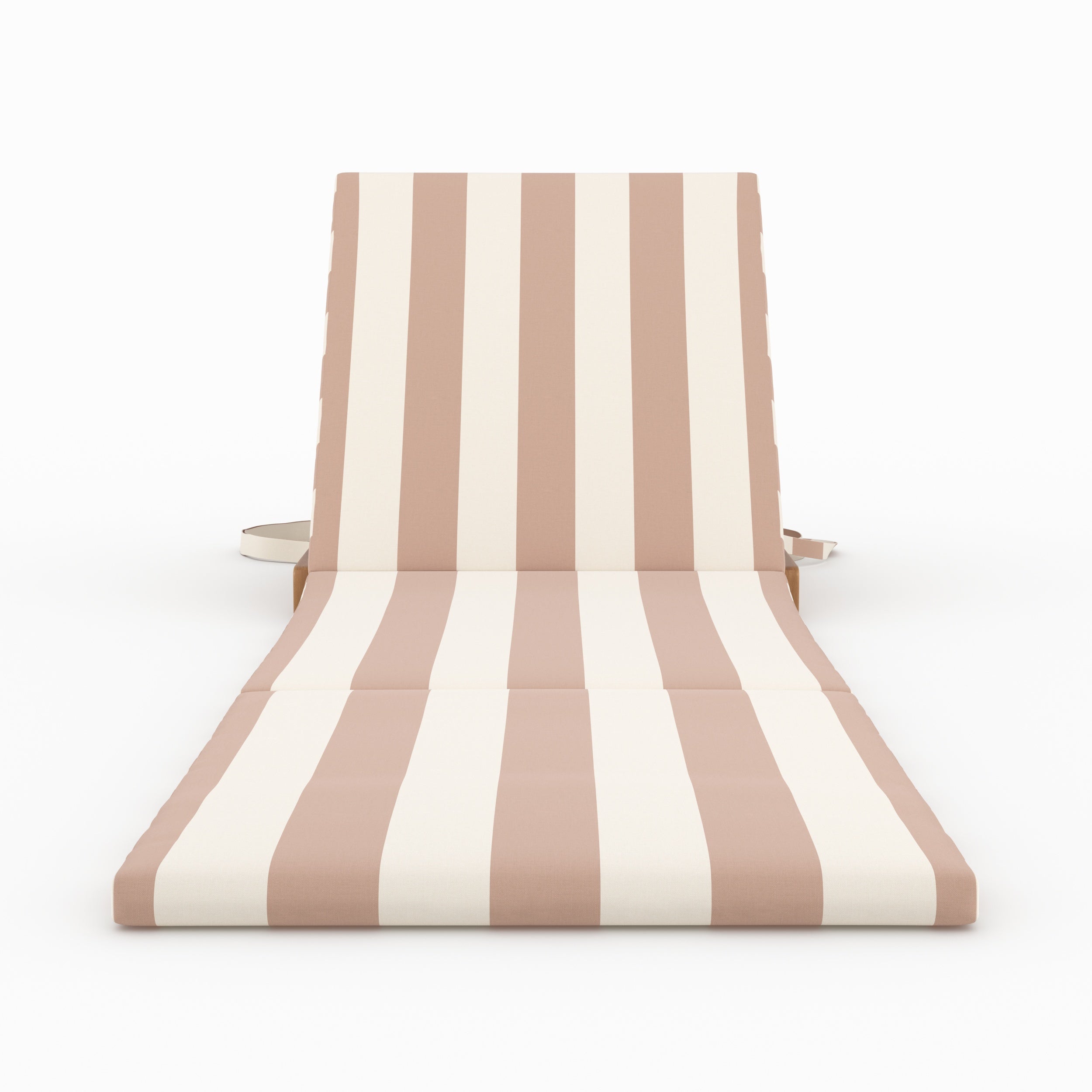 Chaise longue de plage Balabac pliable en tissu rayé écru et taupe