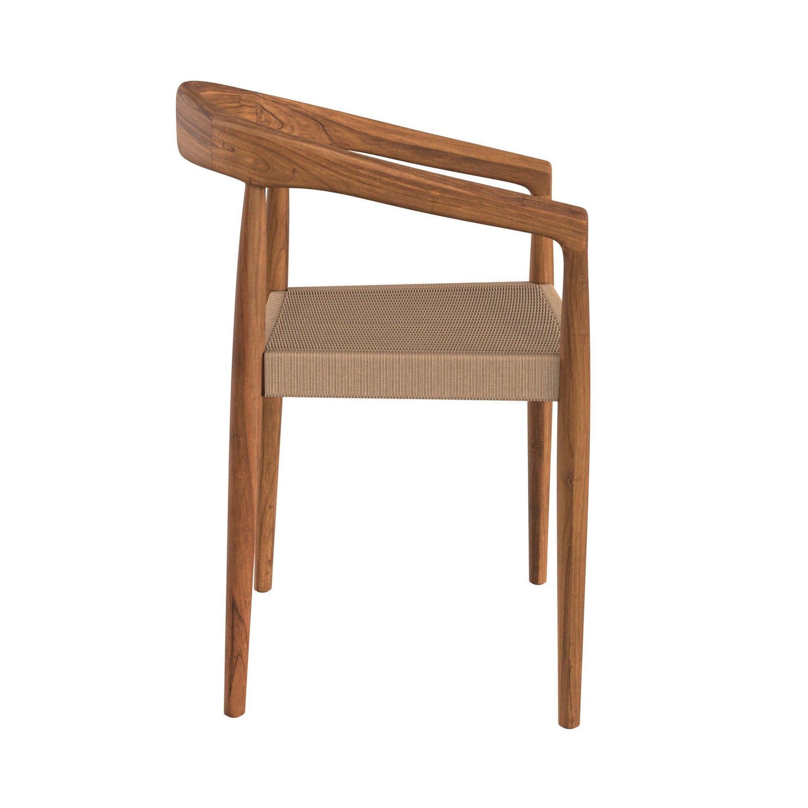 bali chaise en bois de teck et corde synthetique avec accoudoirs