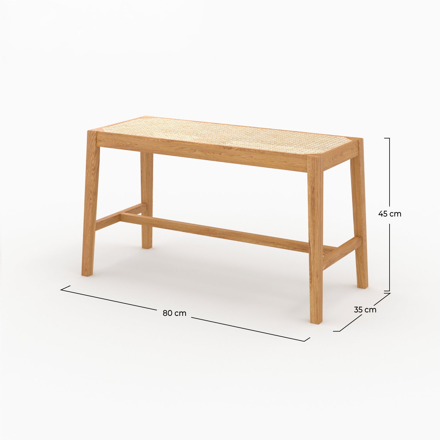 banc 2 places bois de chene massif et cannage kappa
