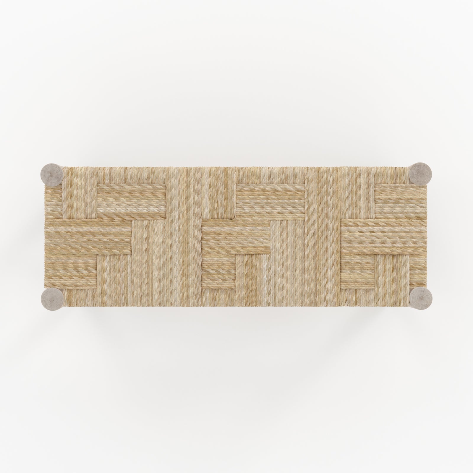 banc 2 places en branche de teck assise tresse feuille de bananier