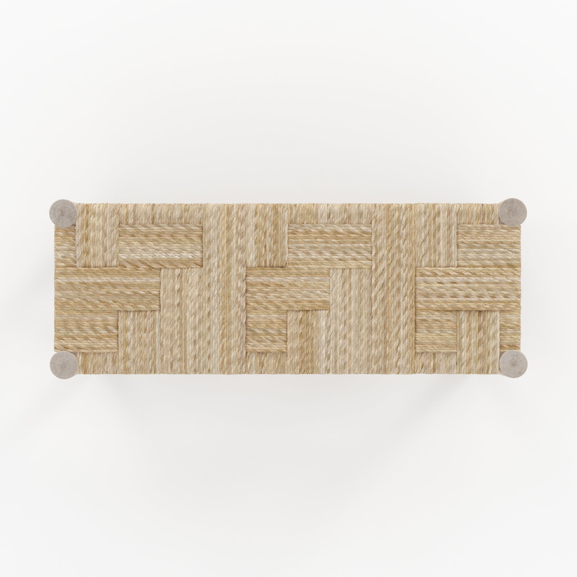 banc 2 places en branche de teck assise tresse feuille de bananier