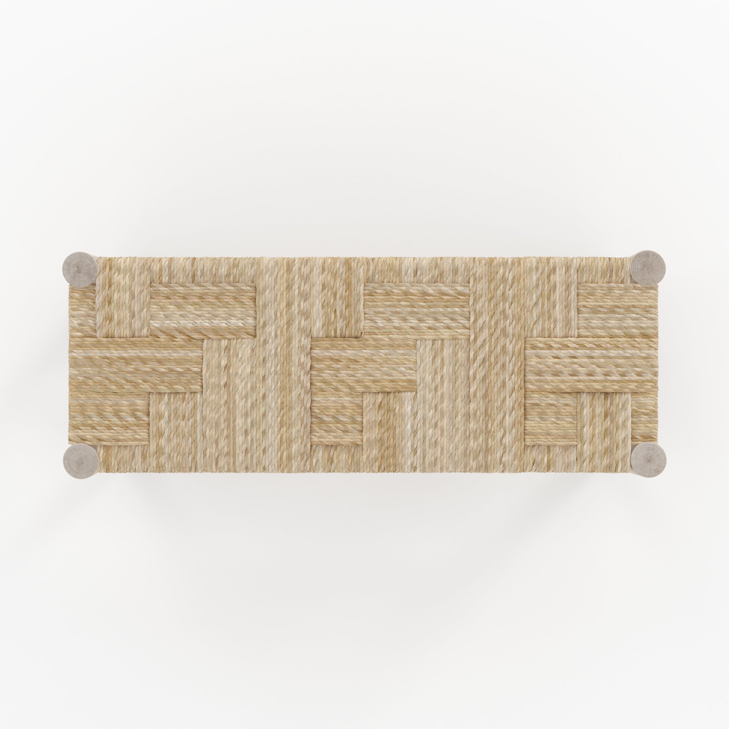 banc 2 places en branche de teck assise tresse feuille de bananier