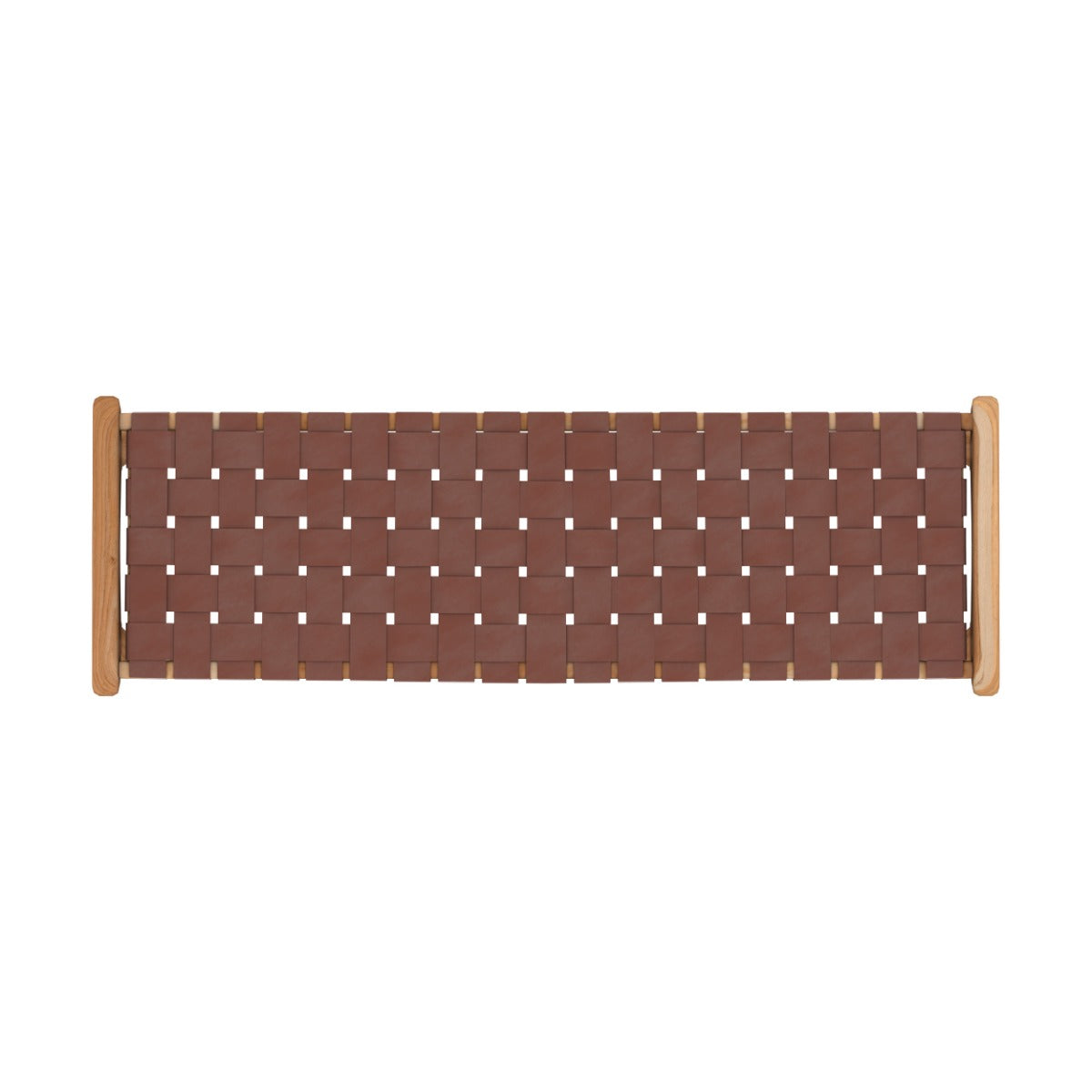 banc 2 places en cuir tresse et bois de teck kuna