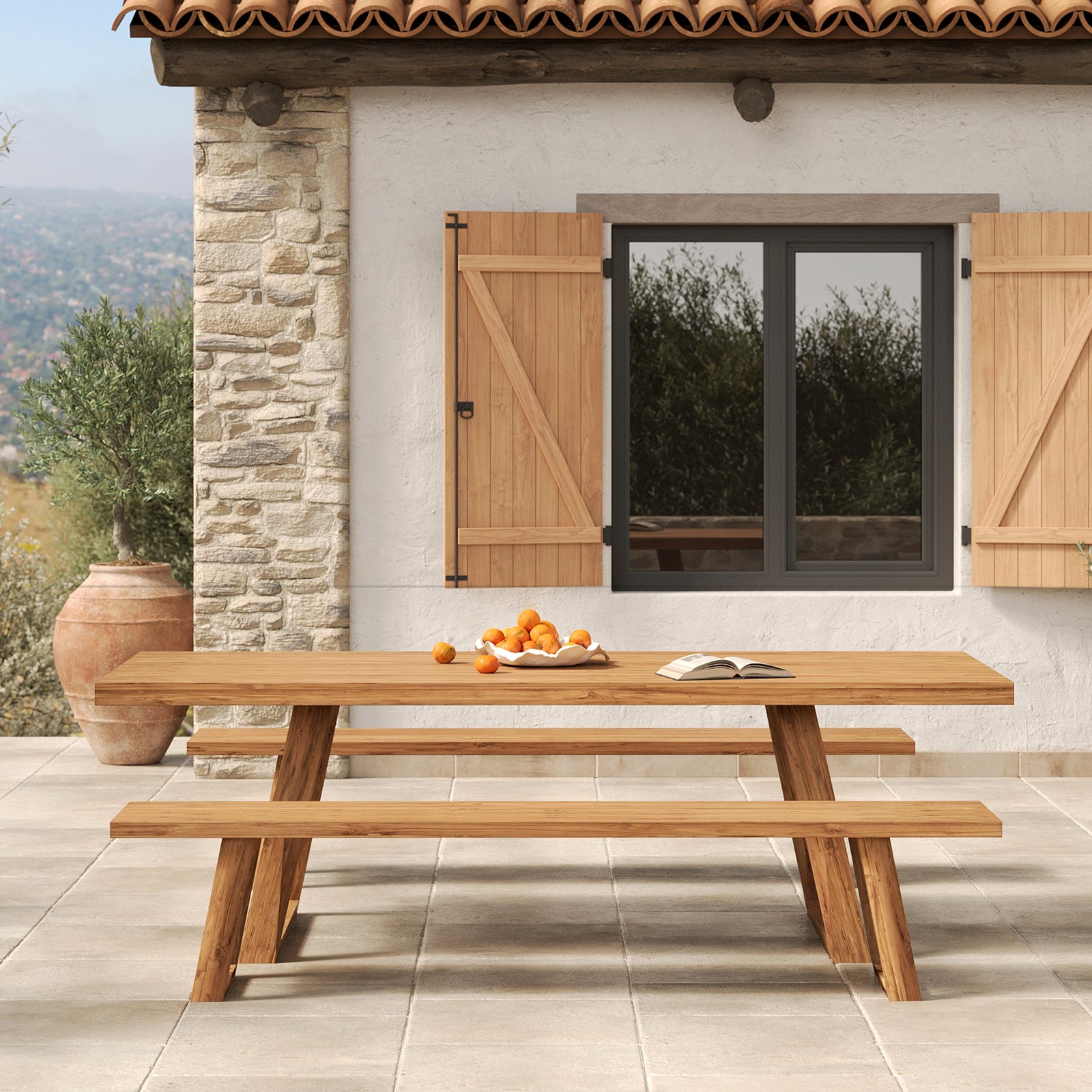 banc de jardin bois de teck recycle 220 cm luma