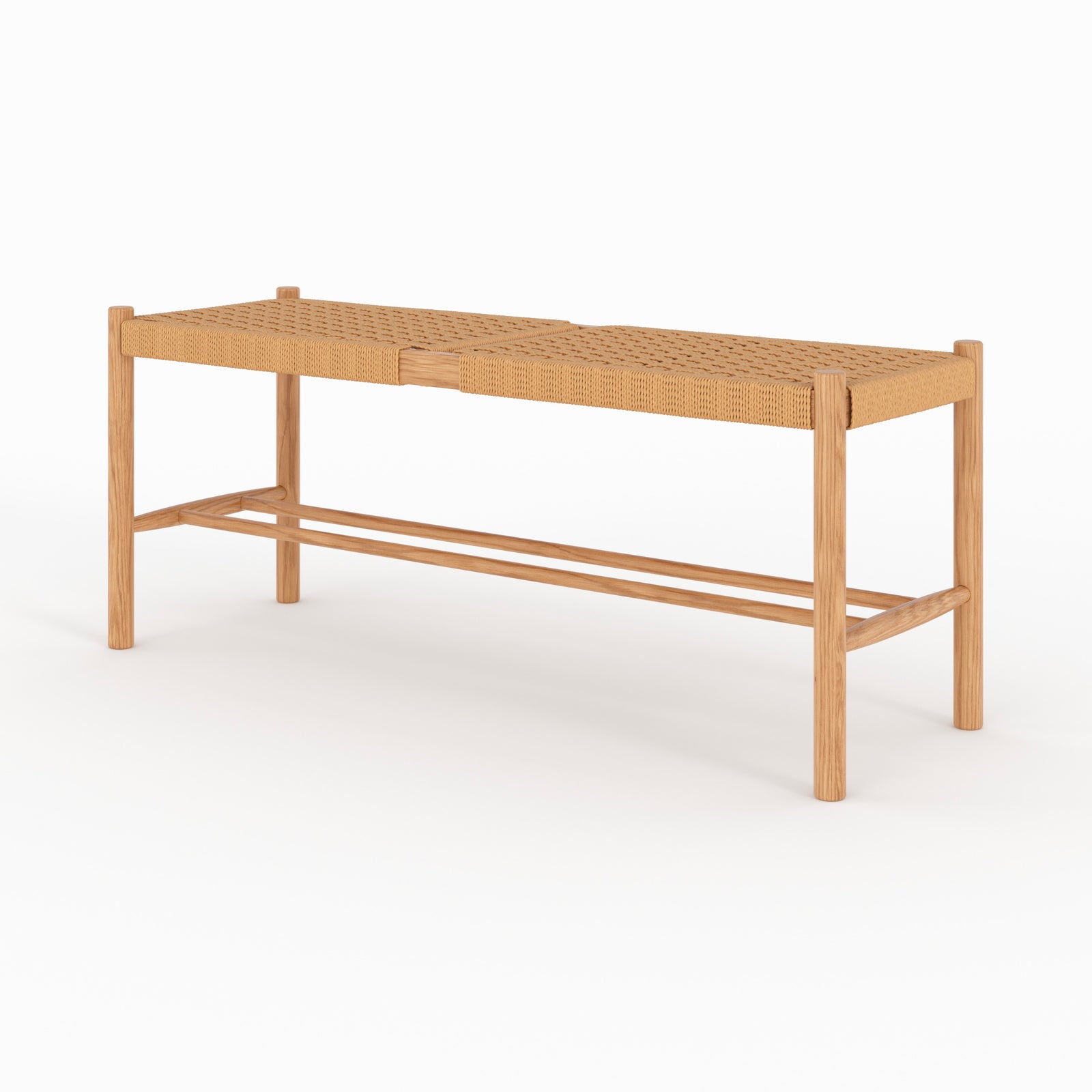 banc en bois de chene massif kepler avec tressage 2 places