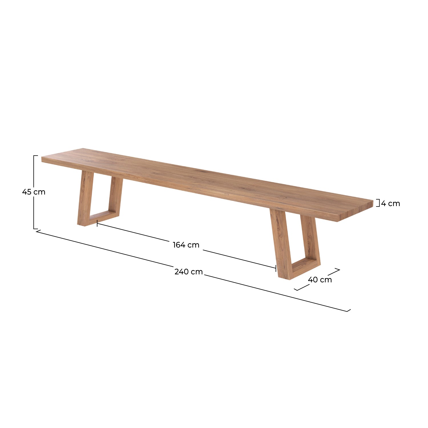 Banco Marie de madera de teca 240 cm