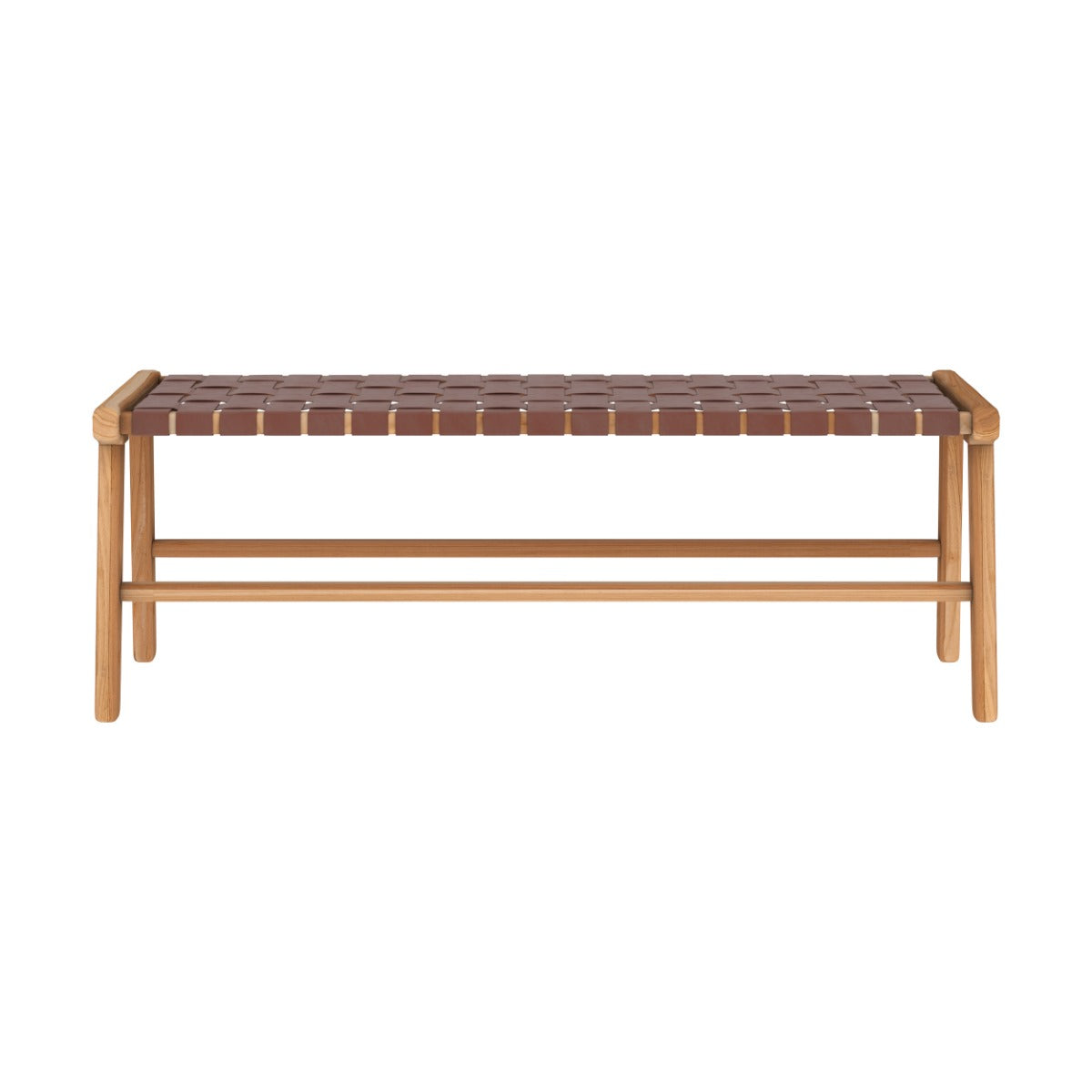 banc kuna 120 cm en cuir tresse mrron